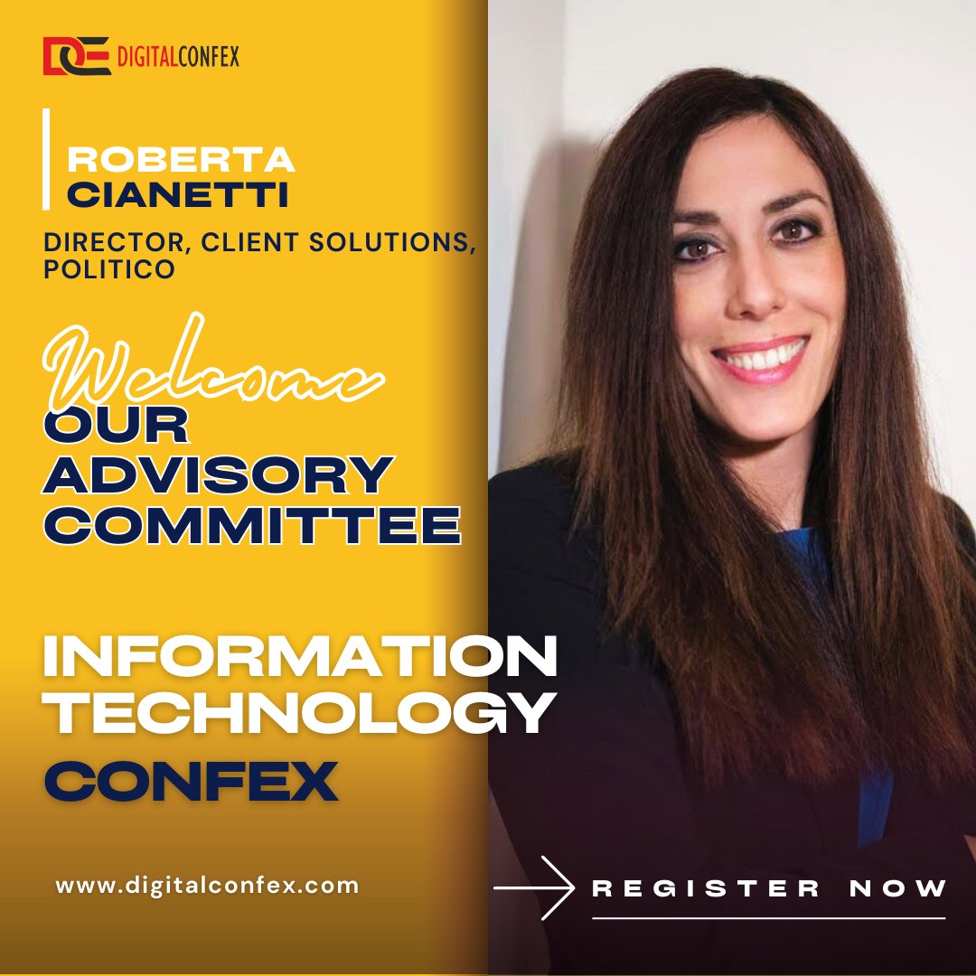 digitalconfex's tweet photo. 🚀 Excited to welcome Roberta Cianetti, Director of Client Solutions at POLITICO, to the Advisory Committee for our 3rd Information Technology #Conference!
Her expertise in business growth, media, and innovation will help shape the future of tech. 🙌
#advisorycommittee #Tech https://t.co/maVuzXeJE9