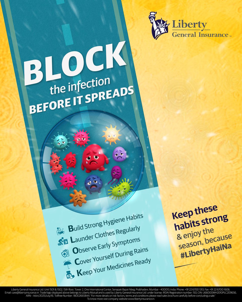 LibertyGILtd's tweet image. Build good habits. Block bad infections.
Stay protected, stay strong — because #LibertyHaiNa

To learn more about Liberty's Products &amp;amp; Services, log on to: libertyinsurance.in

#LibertyGeneralInsurance #LibertyInsurance #BharoseKaVaada #LibertyHaiNa #MonsoonWithLiberty