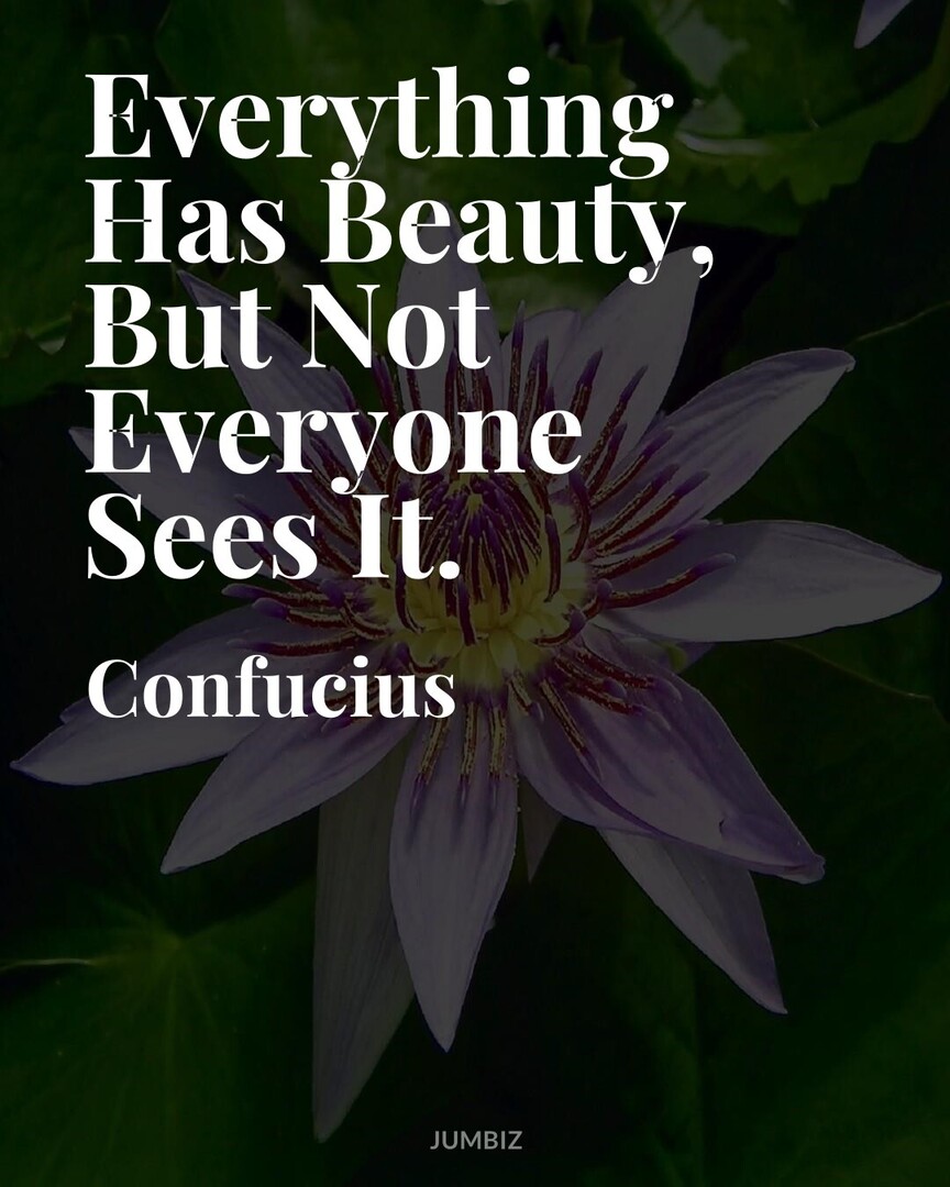 QuotesForLife #WiseWords #Confucius : Everything Has Beauty, But Not  Everyone Sees It., image size:864x1080