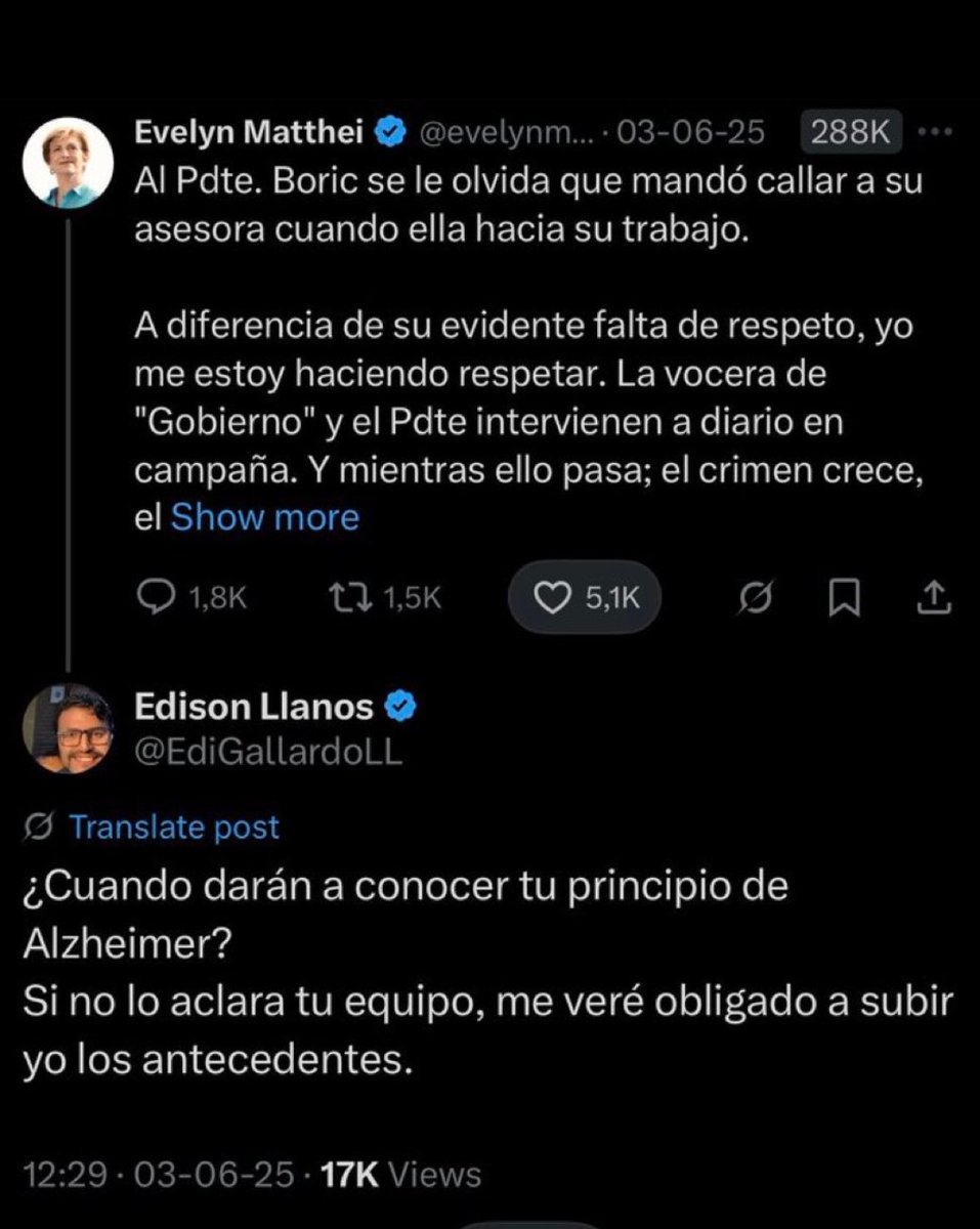 Isita (@soy_tu_aji) on Twitter photo ⛔ <a href="/evelynmatthei/">Evelyn Matthei</a> si se quiere querellar por los rumores de un supuesto Alzheimer tiene que comenzar por acá, Edison Llanos es la persona <a href="/EdiGallardoLL/">Edison Llanos</a> seguidor del gobierno de Gabriel Boric.
De nada! 😌🫶
#IzquierdaMiserable ⛔ <a href="/evelynmatthei/">Evelyn Matthei</a> si se quiere querellar por los rumores de un supuesto Alzheimer tiene que comenzar por acá, Edison Llanos es la persona <a href="/EdiGallardoLL/">Edison Llanos</a> seguidor del gobierno de Gabriel Boric.
De nada! 😌🫶
#IzquierdaMiserable