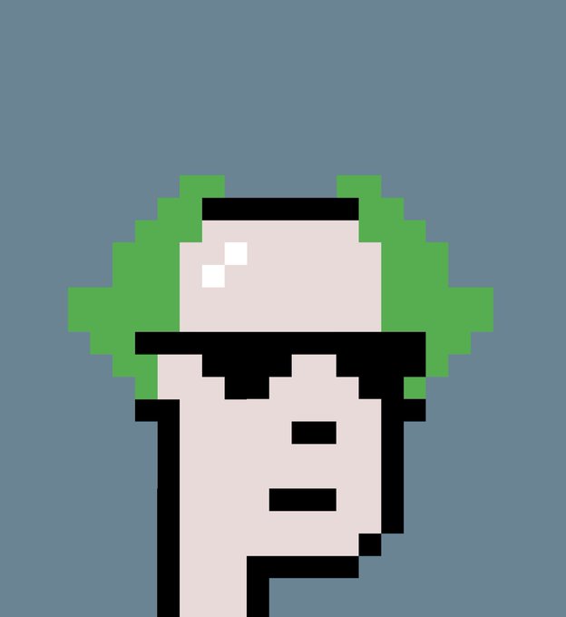 CryptoPunk 9098 with green clown hair and shades
