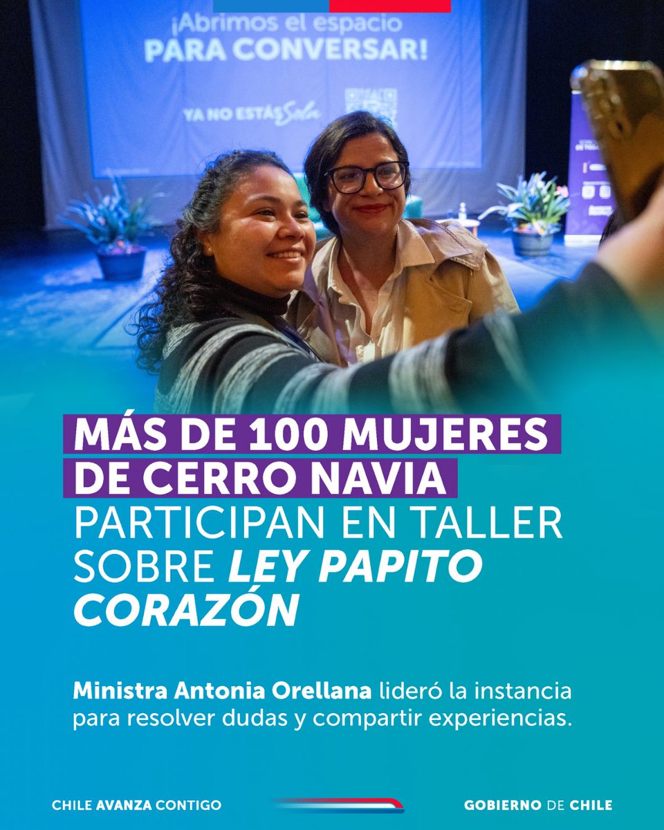 MinMujeryEG's tweet image. ¿Qué debes saber sobre la #LeyPapitoCorazón? 👀 La ministra Orellana y el alcalde de @CerroNaviaCL Mauro Tamayo se reunieron con vecinas y funcionarias/os en el quinto taller ciudadano para responder dudas y compartir experiencias de la ley.
#YaNoEstásSola 💜 Activa el proceso