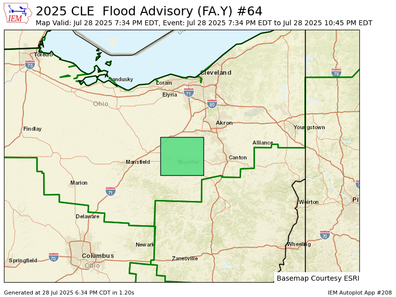 iembot_cle's tweet image. CLE issues Flood Advisory for Wayne [OH] till Jul 28, 10:45 PM EDT mesonet.agron.iastate.edu/vtec/f/2025-O-…