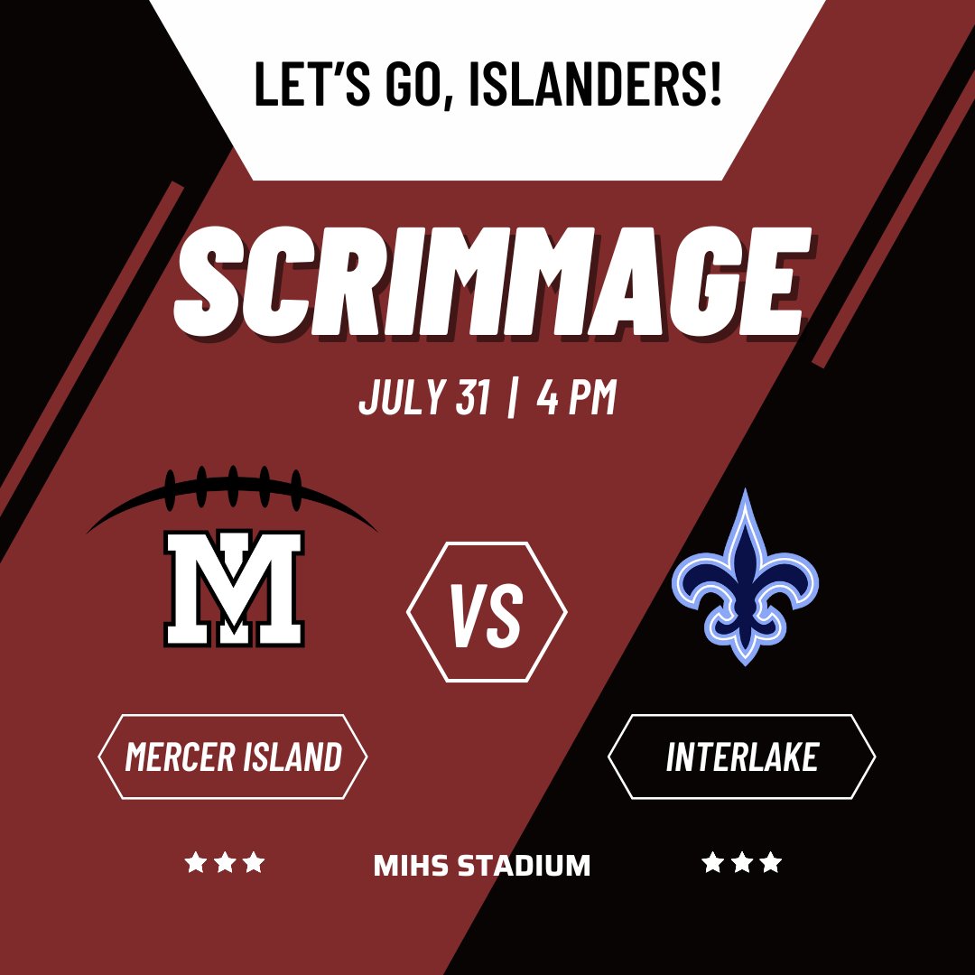MercerIslandFootball (@mercerislandfb) on Twitter photo Islander fans, pull up to The Jungle on Thursday to catch the team's last scrimmage of the summer! ๐ ๐ฅ <a href="/CoachVG_0427/">Victor A. Gamboa</a>
๐
Thurs., July 31
โฐ 4 pm
๐MIHS Stadium
#AllIn #NoExcuses #Finish #IslandPride #IMUA Islander fans, pull up to The Jungle on Thursday to catch the team's last scrimmage of the summer! ๐ ๐ฅ <a href="/CoachVG_0427/">Victor A. Gamboa</a>
๐
Thurs., July 31
โฐ 4 pm
๐MIHS Stadium
#AllIn #NoExcuses #Finish #IslandPride #IMUA