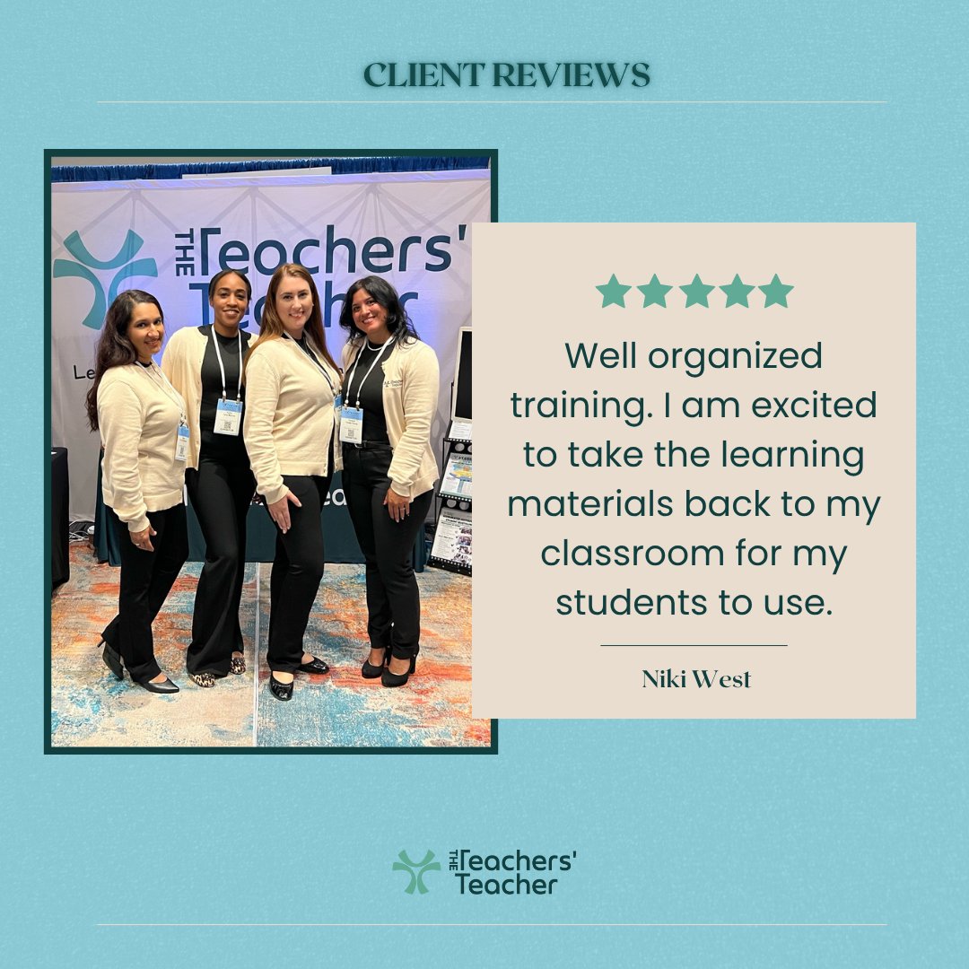 TTTSuccess's tweet image. Hearing your success stories and feedback reminds us why we do what we do! 🤩

Ready to see the difference we can make together? Let’s talk! 

🖥️ theteachersteacherllc.net

#T3success #studentengagement #teacherhelp #teacherresources  #educationmatters #educationalresources