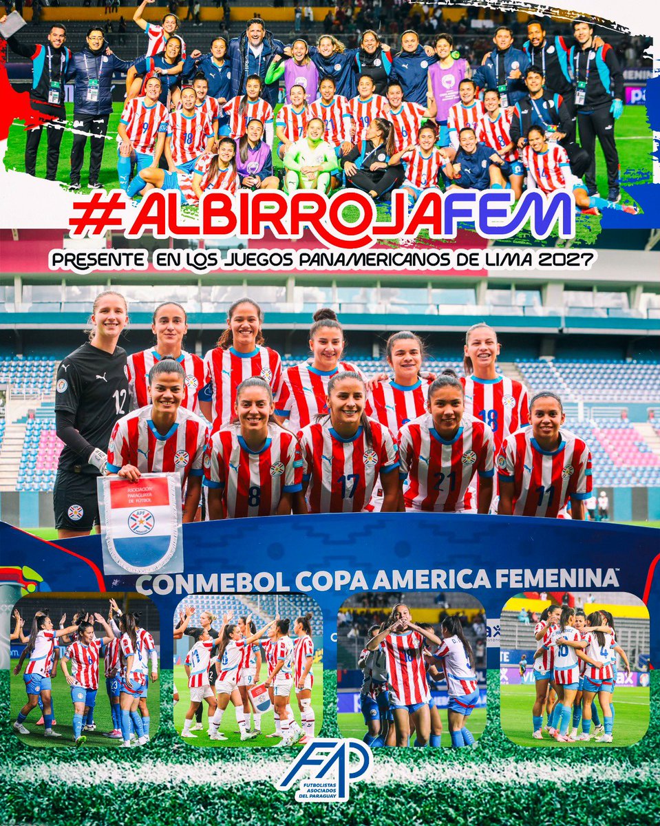 FAParaguay's tweet image. 🇵🇾 ¡Desde Futbolistas Asociados del Paraguay extendemos nuestras FELICITACIONES a la #AlbirrojaFEM 🙋🏻♀️ por su CLASIFICACIÓN a los Juegos Panamericanos #Lima2027🇵🇪!
💪🏼 ¡VAMOS #PARAGUAY! 🤩 ¡CON TODO, CHICAS! @Albirroja
#FAP #FutbolistasParaguayas #FútbolParaguayo #FútbolFemenino