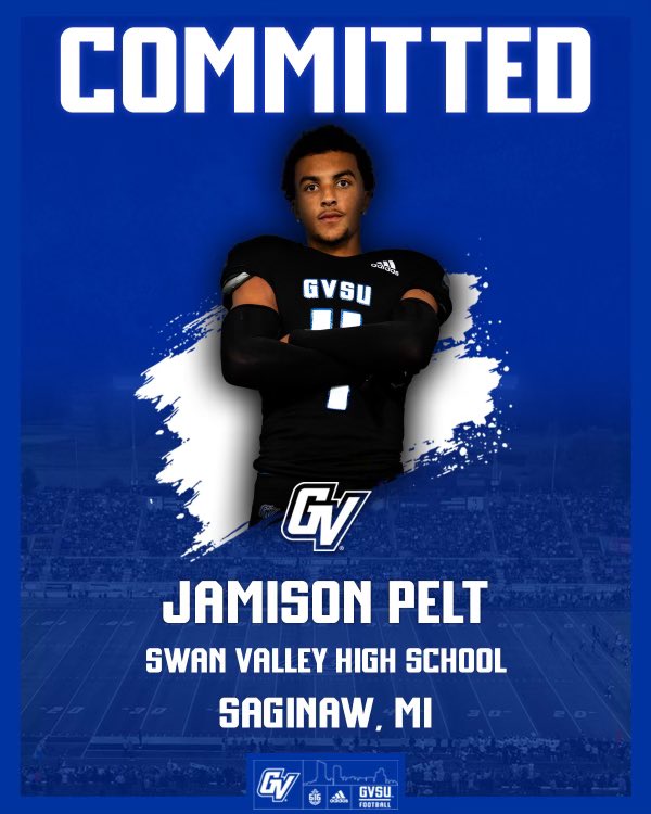 Jamison “JP” Pelt (@jamison_pelt21) on Twitter photo Committed!! Anchor up!! ⚓️⬆️🖤💙 <a href="/CoachOlsonGVSU/">Coach Ryan Olson</a> <a href="/CoachWooster/">Scott Wooster</a> <a href="/CoachMacCarruth/">🏈Coach Mac🏆</a> <a href="/CoachStuddGV/">Coach Studd</a> <a href="/MichFBFrenzy/">Michigan Prep Frenzy</a> <a href="/MIexposure/">Michigan exposure</a> <a href="/PrepRedzoneMI/">Prep Redzone Michigan</a> Committed!! Anchor up!! ⚓️⬆️🖤💙 <a href="/CoachOlsonGVSU/">Coach Ryan Olson</a> <a href="/CoachWooster/">Scott Wooster</a> <a href="/CoachMacCarruth/">🏈Coach Mac🏆</a> <a href="/CoachStuddGV/">Coach Studd</a> <a href="/MichFBFrenzy/">Michigan Prep Frenzy</a> <a href="/MIexposure/">Michigan exposure</a> <a href="/PrepRedzoneMI/">Prep Redzone Michigan</a>