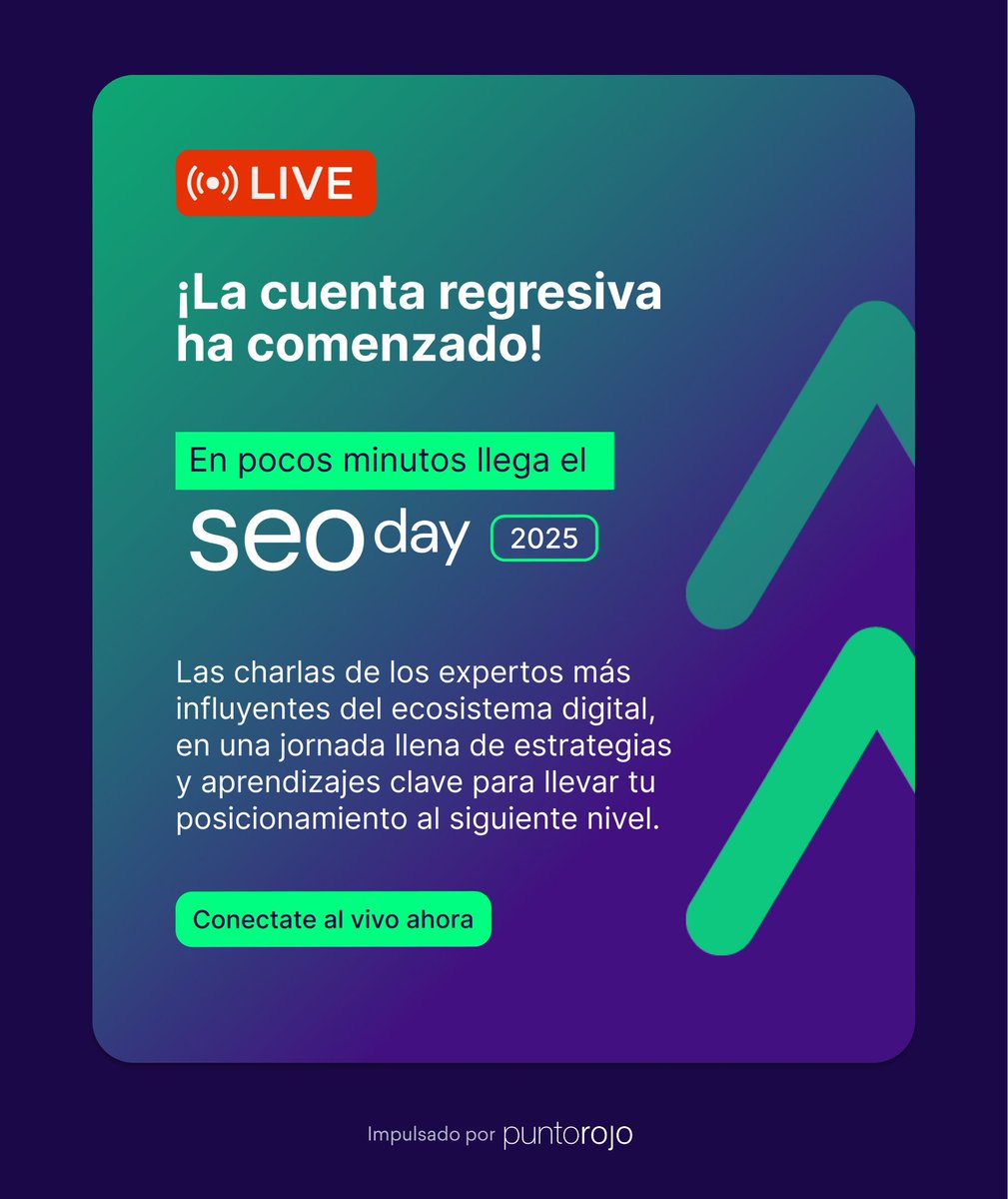 🚀 ¡En pocos minutos comienza el #SEOday!

Celebramos los 10 años del evento SEO líder en Latinoamérica, una década conectando a miles de profesionales con lo último en posicionamiento, estrategia y tendencias globales.

👉 lnkd.in/dZtQAHxs