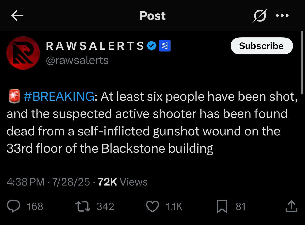 NYC shooter has been found deceased on the 33rd floor of the Blackstone building in Manhattan