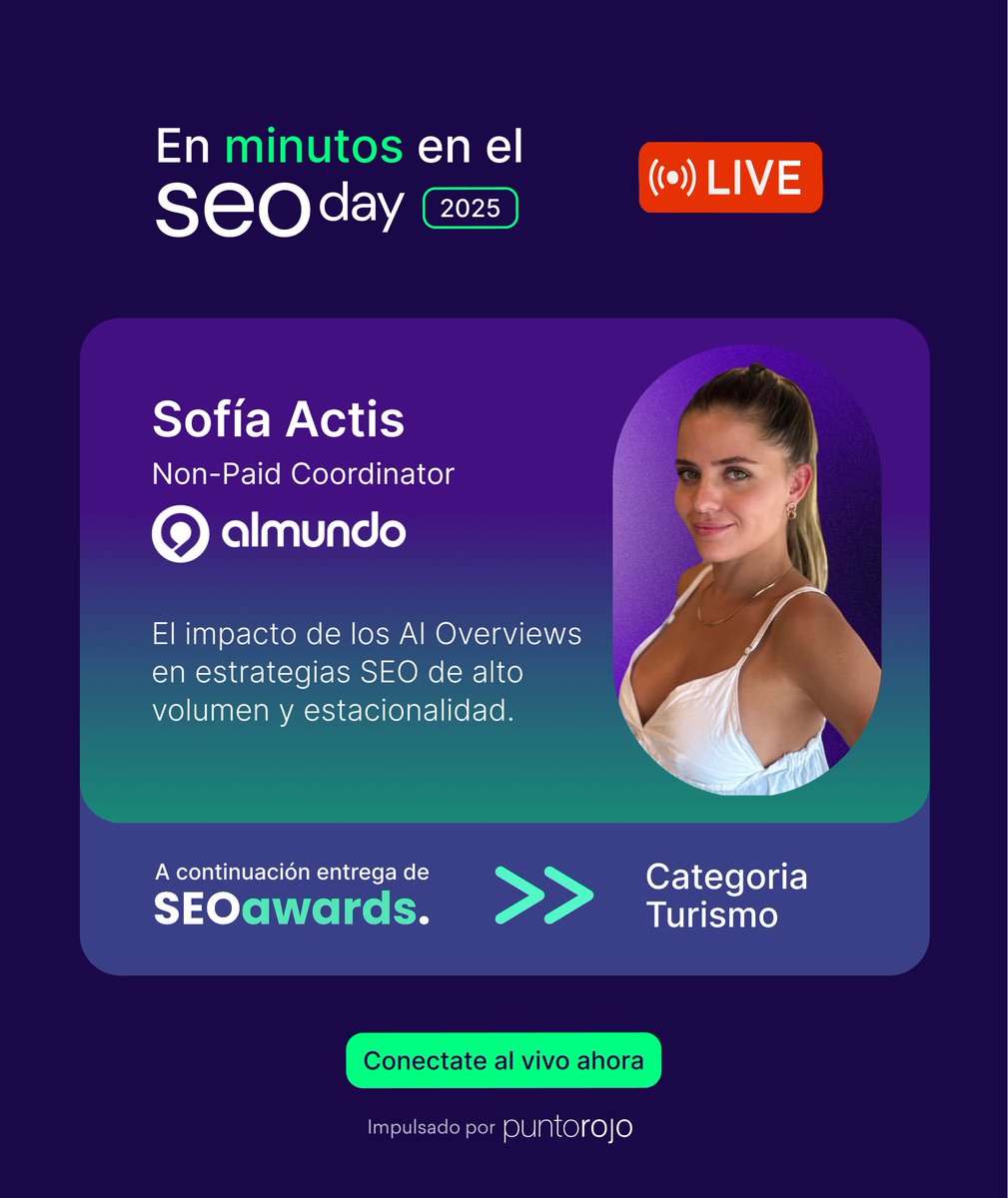 📣 En breve se viene una charla que todos los equipos de hashtag#SEO en turismo deberían escuchar:

 👉 Sofía Actis de <a href="/almundo_ar/">Almundo</a> , nos cuenta cómo impactan los hashtag#AIOverviews en estrategias SEO de gran escala y con fuerte estacionalidad.

Sumate: lnkd.in/dZtQAHxs
