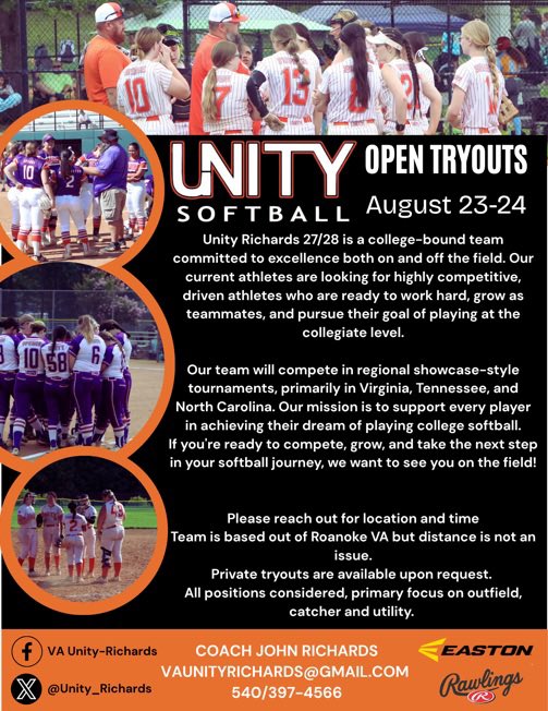 John L. Richards (@unitysbjrich01) on Twitter photo Looking for multiple positions! Great core group that is missing some pieces. College bound roster with regional showcase schedule! <a href="/VAUnitySB/">Unity Softball</a> <a href="/Unity_Richards/">VA_Unity Richards</a> Looking for multiple positions! Great core group that is missing some pieces. College bound roster with regional showcase schedule! <a href="/VAUnitySB/">Unity Softball</a> <a href="/Unity_Richards/">VA_Unity Richards</a>