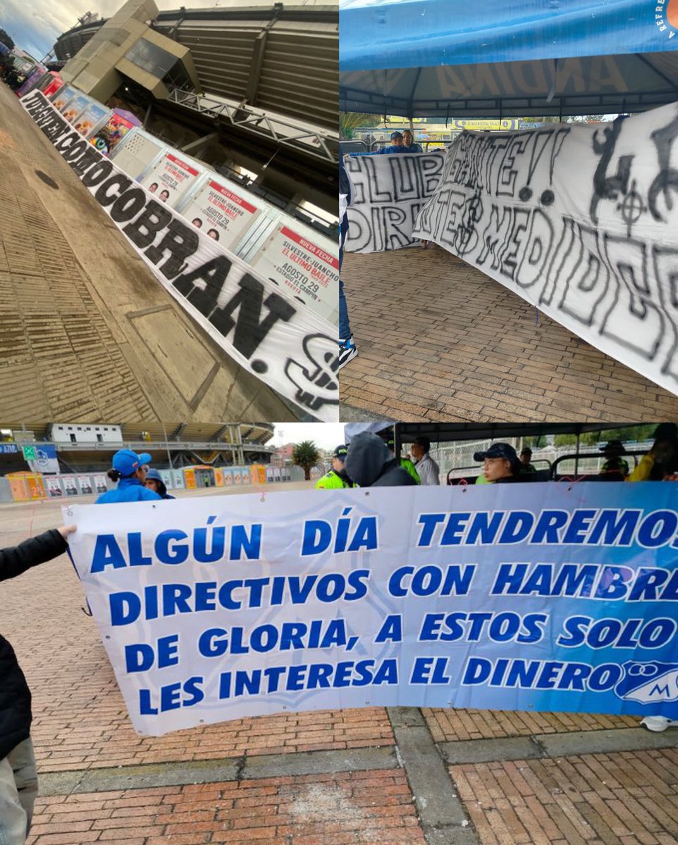 HinchadaAzulMFC's tweet image. 🚨La voz del hincha no se silencia, ¡se respeta!
Hoy, con orden directa de quienes no quieren ver la realidad, la logística del estadio impidió el ingreso de estas pancartas.

Nos quieren callados, pero vamos a seguir gritando. Porque Millonarios no es solo negocio,
¡ES HISTORIA!
