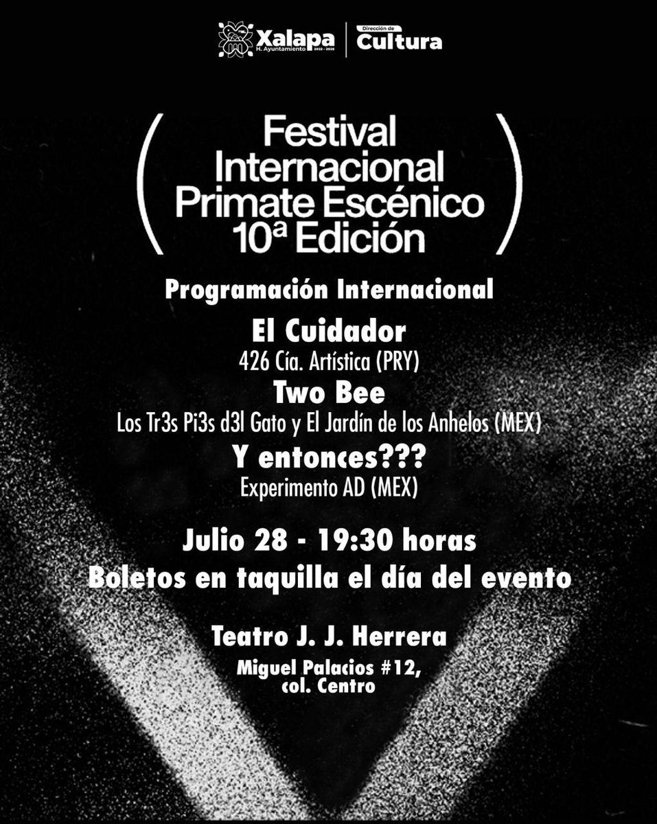 🎭🎶 ¡Xalapa vibra con arte y cultura! 🖼️💃

Disfruta una semana llena de talento local e internacional en teatros, museos, barrios mágicos y parques 🌆✨.
Tendremos talleres, cine, música, danza y espectáculos escénicos únicos 🎨🎬🎸.

#Culturaxalapa