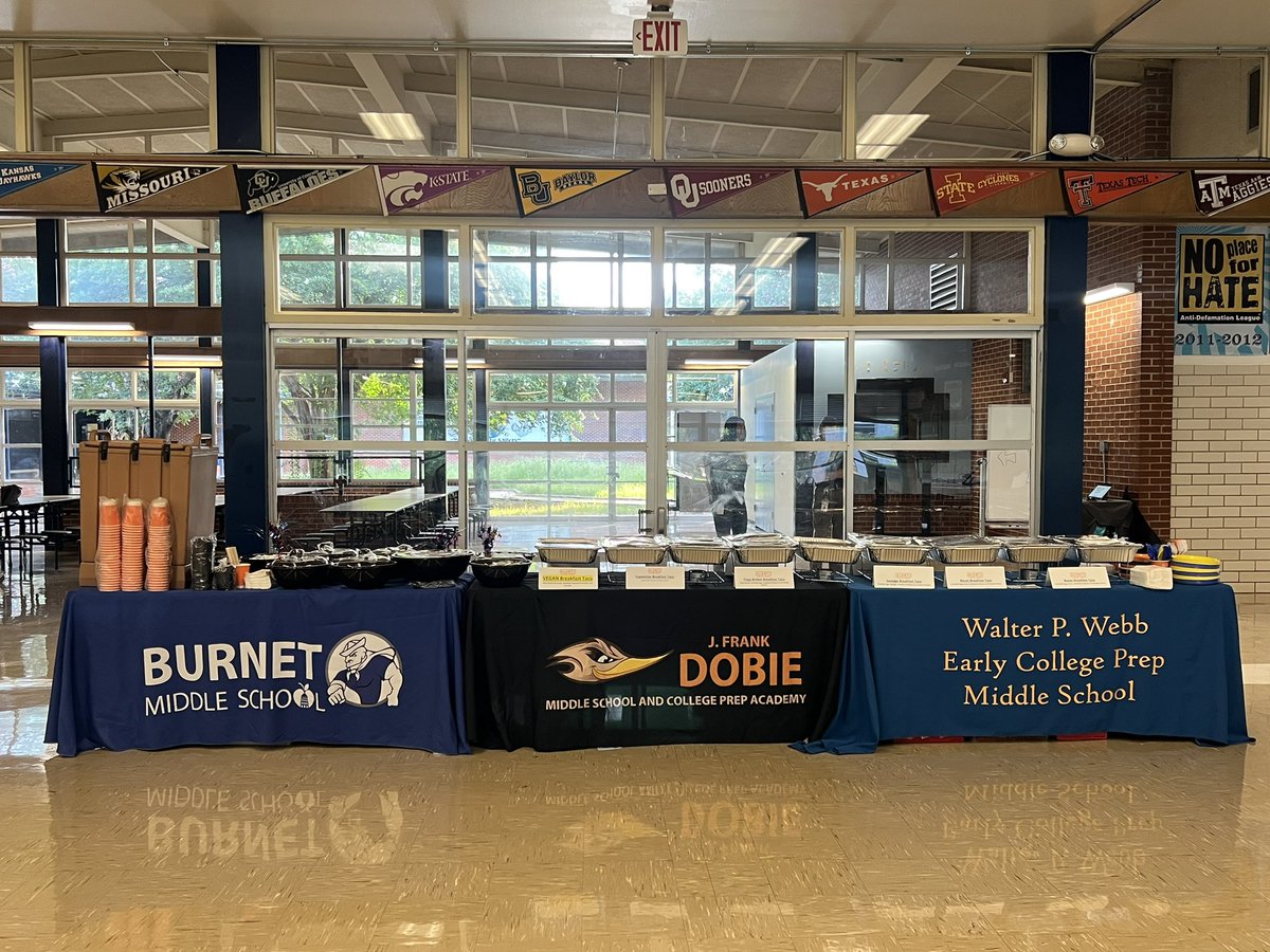 Our Dobie, Webb, and Burnet staff members returned today full of enthusiasm, excitement, and passion for students! We had a wonderful kickoff this morning! Thank you <a href="/AustinISD_OID/">AISD - Office of Innovation and Development</a> for sponsoring breakfast!