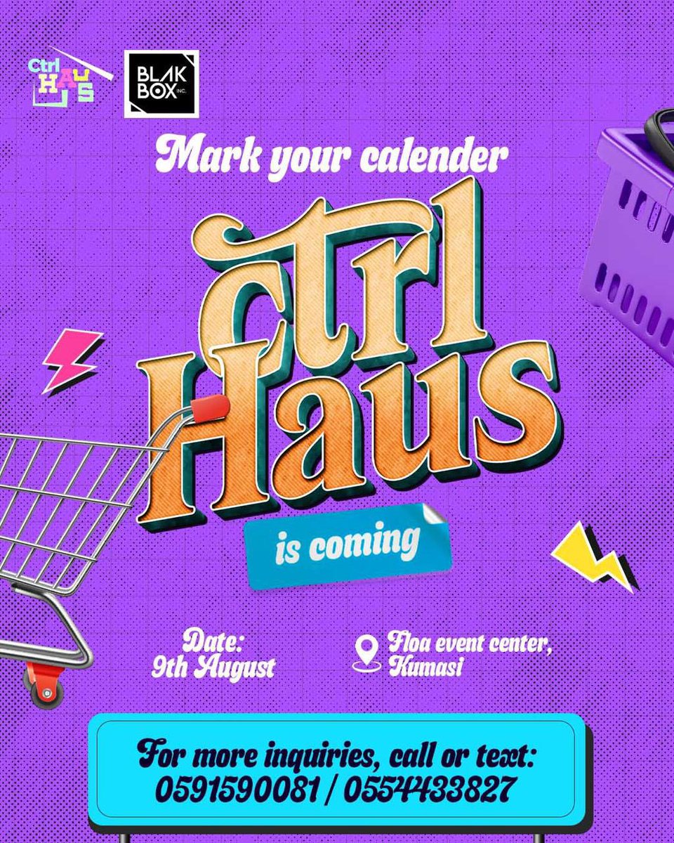 stogeyy_'s tweet image. the biggest event in Kumasi is happening live on the 9th of august at the floa event center. don’t miss this, it’s going to be fun!
this event is called “ctrl haus”
#ctrlhaus25