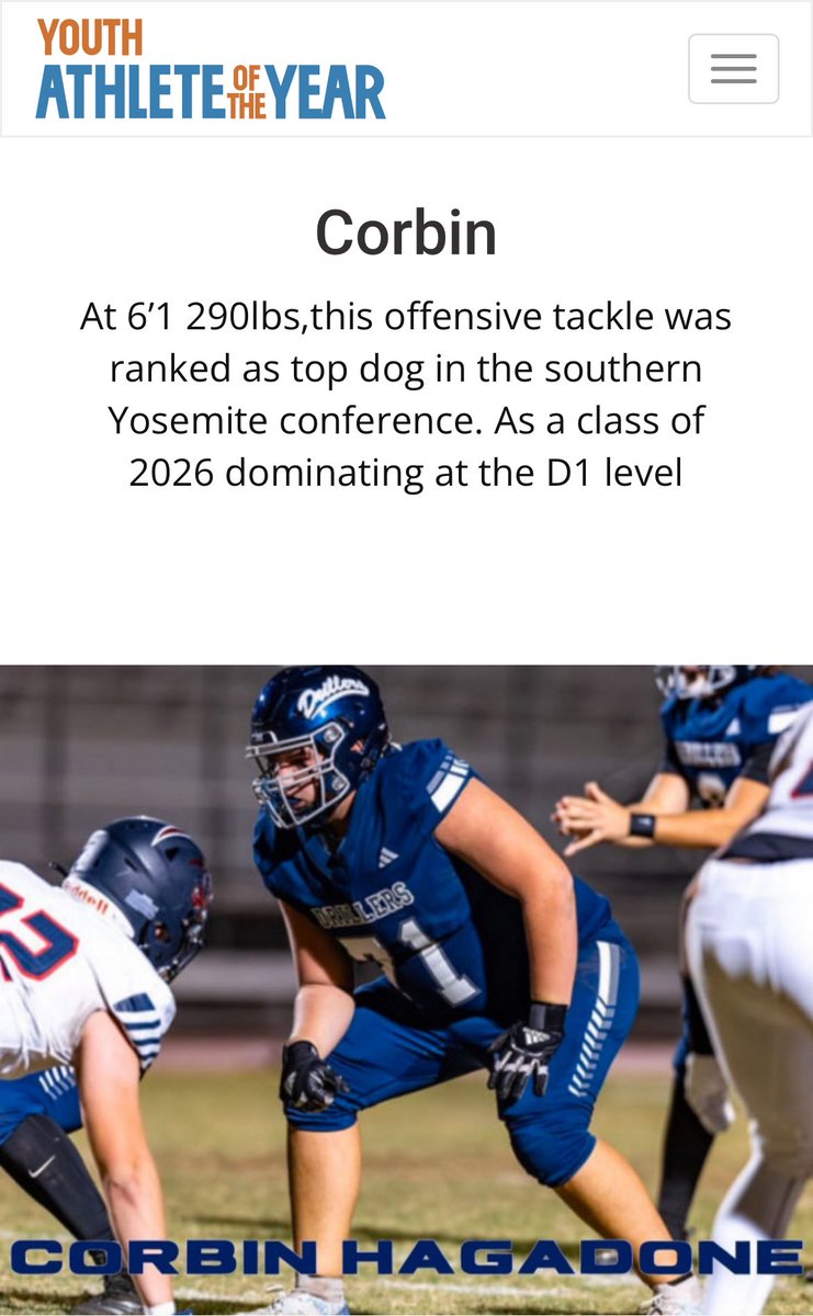 Corbin Hagadone (@corbinhagadone1) on Twitter photo Hard worker and team leader looking to get noticed and make my way to the next level. Go support and vote me for youth athlete of the year. Thank you #Grindnowshinelater
<a href="/MaxPreps/">MaxPreps</a> <a href="/PrepRedzone/">Prep Redzone 🏈</a> <a href="/sixstarfootball/">Six Star Football | PLUS+</a> Hard worker and team leader looking to get noticed and make my way to the next level. Go support and vote me for youth athlete of the year. Thank you #Grindnowshinelater
<a href="/MaxPreps/">MaxPreps</a> <a href="/PrepRedzone/">Prep Redzone 🏈</a> <a href="/sixstarfootball/">Six Star Football | PLUS+</a>