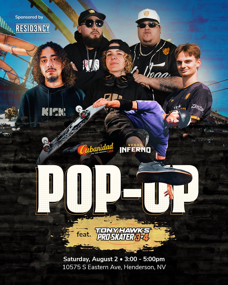 InfernoCulture's tweet image. We’re taking over the @cubanidad1885 restaurant with @resid3ncy on August 2nd! Join us from 3:00pm-5:00pm and grind some @TonyHawkTheGame with the crew! We have some giveaways, food, drinks, and more!
Live on @kickstreaming
📍 10575 S Eastern Ave, Henderson, NV 89052