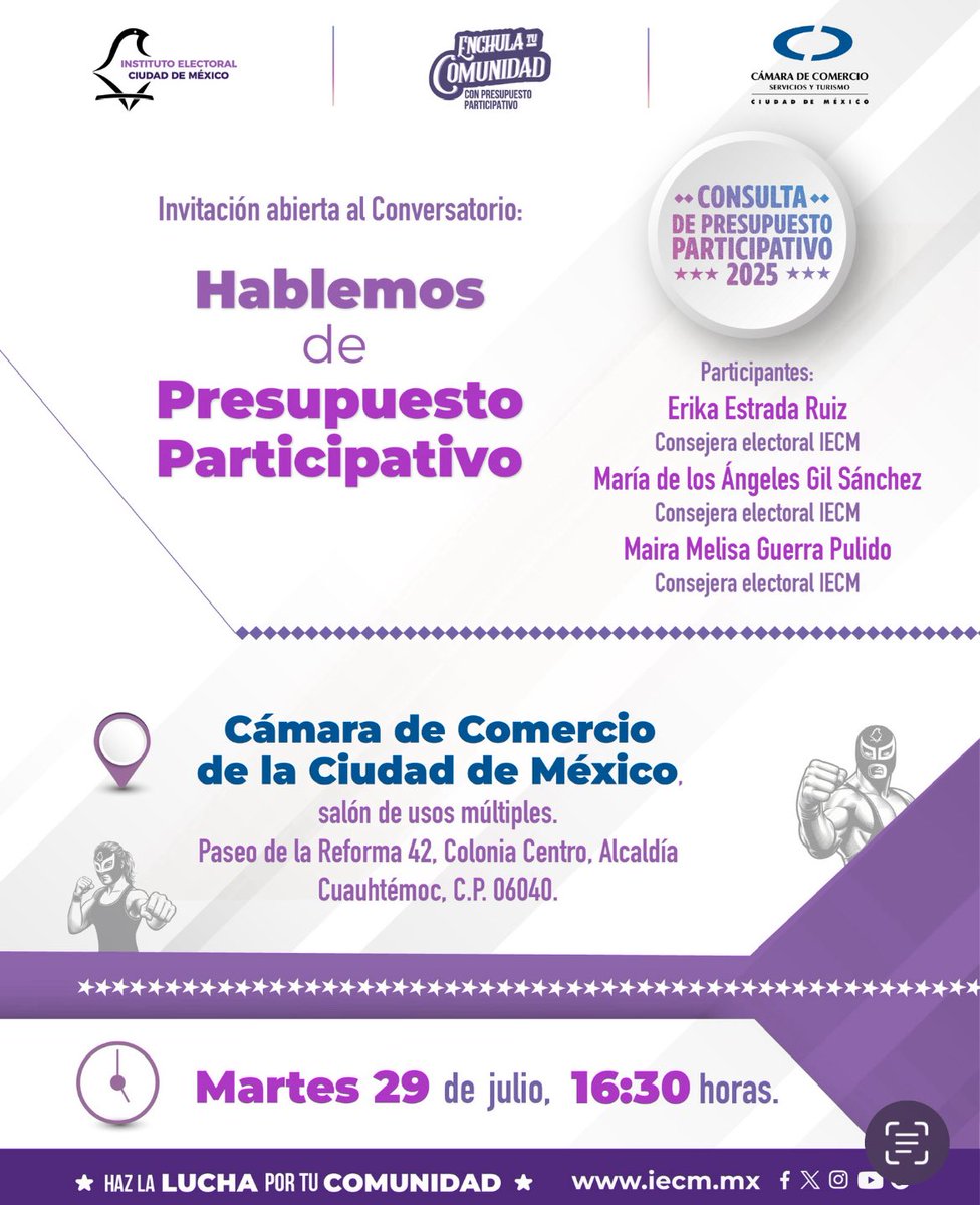 💬 ¿Sabes qué es el Presupuesto Participativo y cómo se usa?

Este martes lo platicamos contigo 👥

📍 Cámara de Comercio de CDMX
🗓️ 29 de julio | ⏰ 16:30 h

Con la participación de consejeras del <a href="/iecm/">IECM</a>

#Consulta2025
#presupuestoparticipativo2025