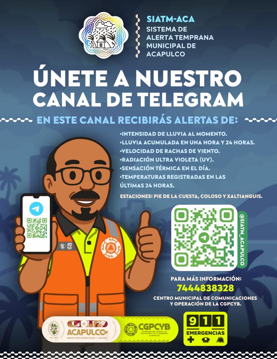 Como parte del fortalecimiento de la estrategia de prevención y respuesta ante fenómenos meteorológicos, los compañeros de la Coordinación General de Protección Civil y Bomberos de Acapulco, han abierto un canal a través de una plataforma de comunicación directa para emitir