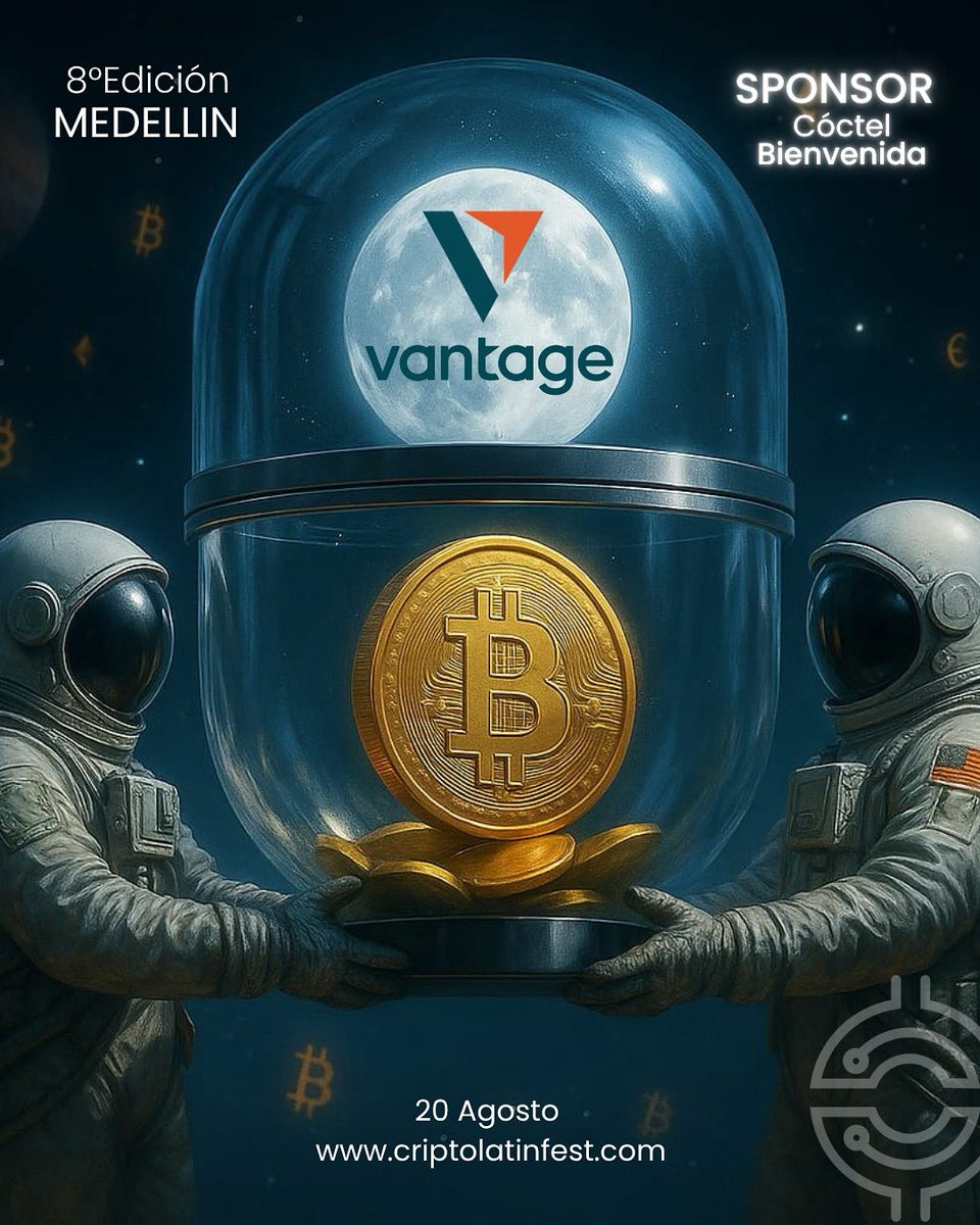 Criptolatinfest's tweet image. 🚀✨ ¡Un cóctel de bienvenida con un sponsor de otro nivel! 🍸🌌
Nos complace anunciar que @vantage_latam será el Sponsor oficial del Cóctel de Bienvenida de la octava edición del Cripto Latin Fest 2025 este 21 y 22 de agosto en Medellín 🪐.
Vantage no es solo una plataforma…