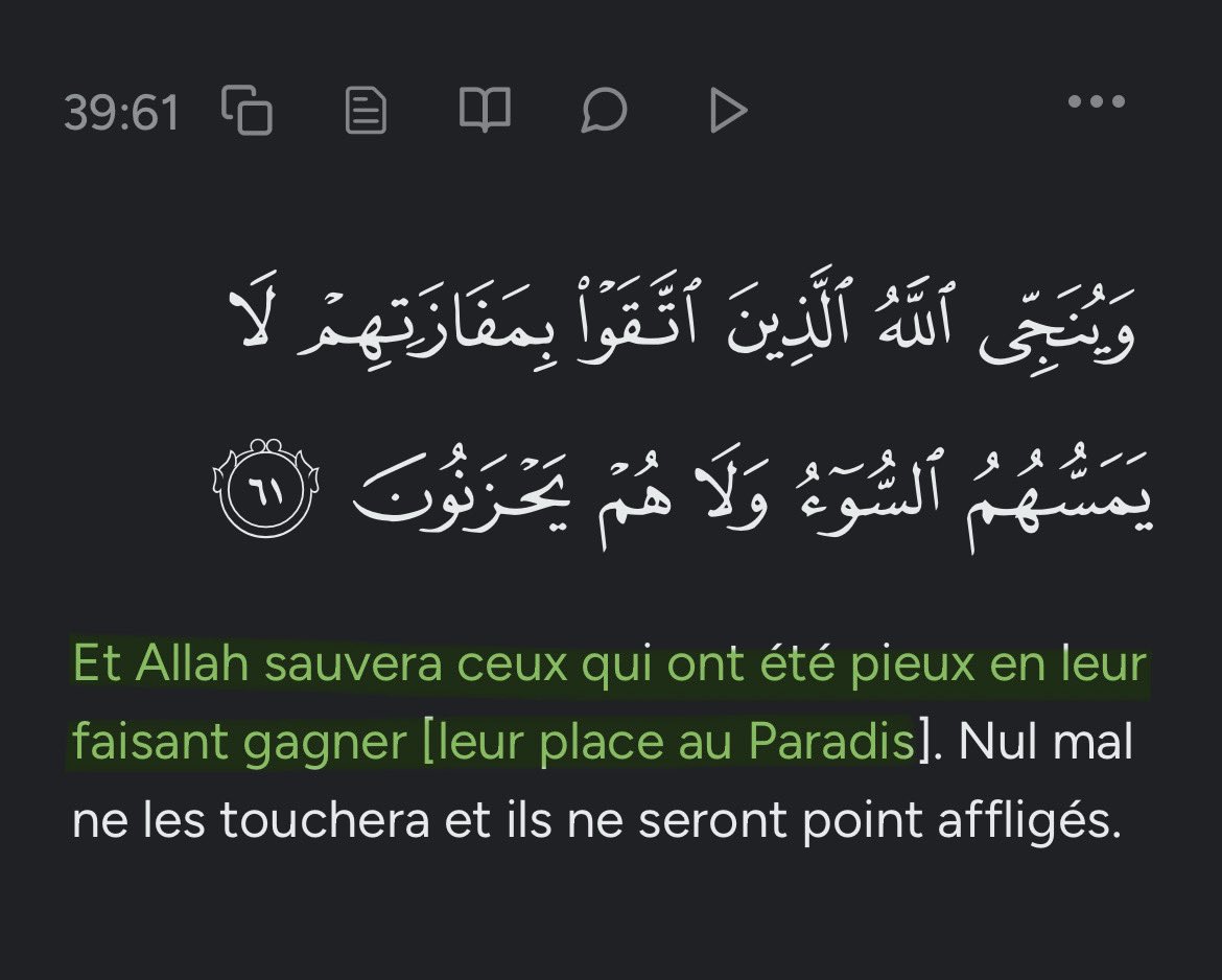fcfirdaaws_'s tweet image. Sourate Az-Zumar verset 61