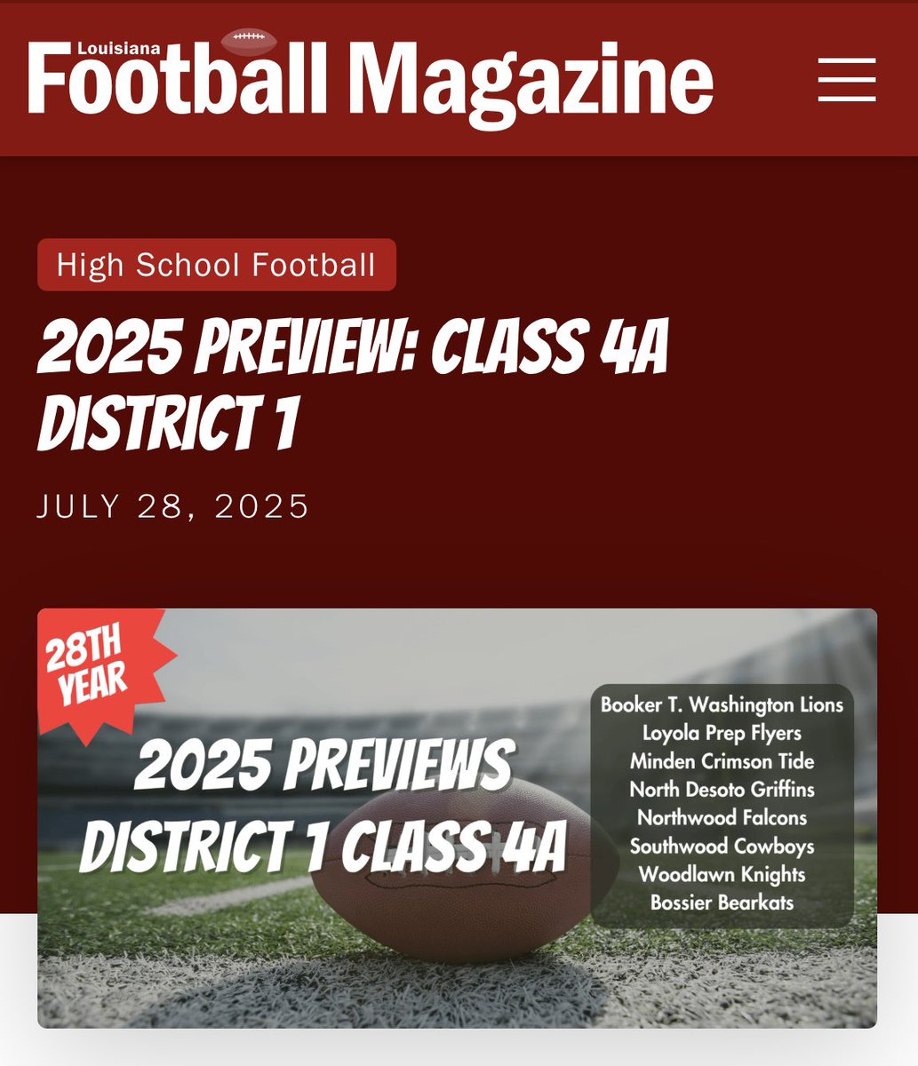 ‼️Class 4A District 1 out now‼️
Click the link below to go read it 

lafootballmagazine.com/news/2025-prev…

@leebrecheen #football #recruitting #footballpreviews #previews #louisiana