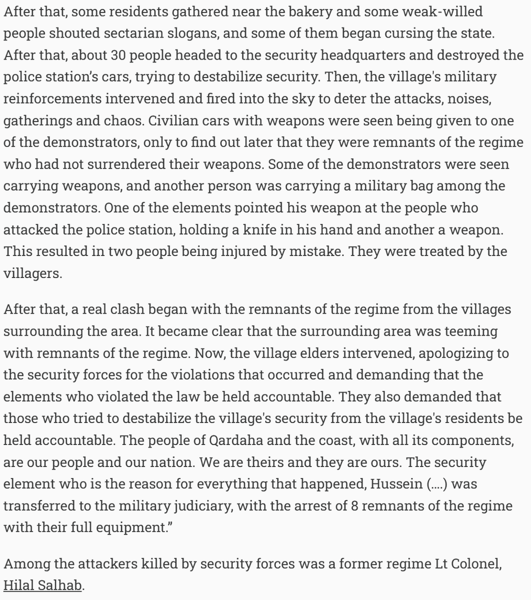 It wasn't the first case either, &amp; the weeks prior had steady increases in insurgent attacks

Feb 26 a recently hired soldier caused an altercation in Qardaha, escalating to wider local protests. As MoD arrived, so did a car w/ weapons for pro-insurgent locals (local statement)⬇️