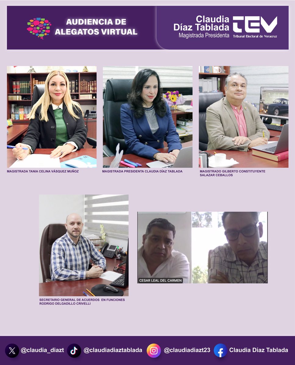 🟣 #AgendaTEV
#AlegatosTEV l Hoy a las 11:45 horas sostuvimos una audiencia de alegatos correspondiente al Expediente: TEV-RIN-13/2025 <a href="/TEVeracruz/">TEVeracruz</a> <a href="/Tanis_Vas/">Tania Celina Vásquez-Muñoz</a> <a href="/ConstituyenteG/">GilbertoConstituyente</a> <a href="/CrivelliRody/">Rody Crivelli</a> #JusticiaAbierta