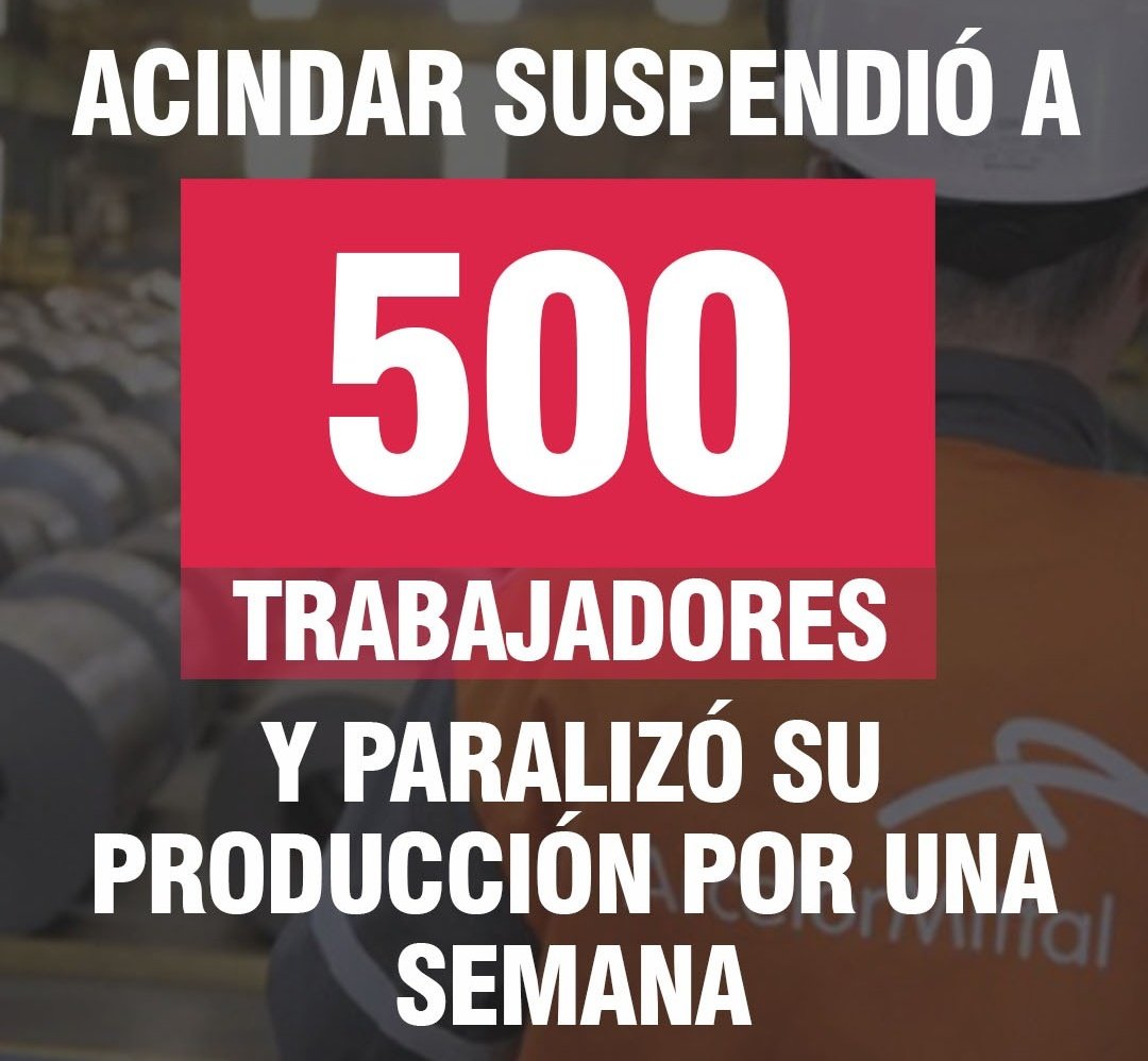 🚨 | #URGENTE | #ACINDAR | 🚨 

Acindar paraliza producción y suspende trabajadores en Villa Constitución.

La siderúrgica Acindar, del grupo ArcelorMittal, detuvo el 80% de su planta en Villa Constitución, Santa Fe, desde el 26 de julio hasta el 4 de agosto, afectando a más de
