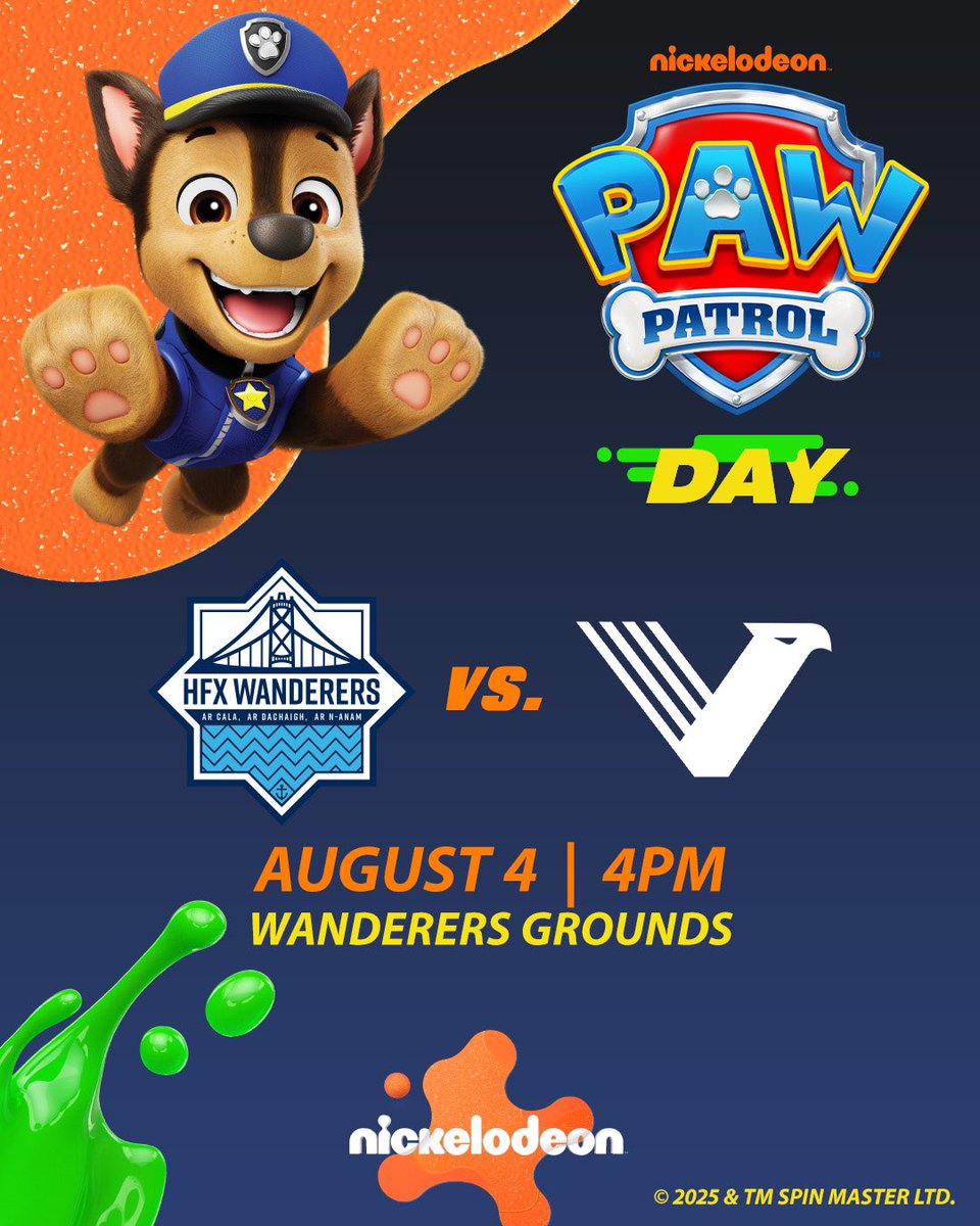 HFXWanderersFC's tweet image. ⚓️ Back at home on the holiday Monday!!! 🏠
It’s a special @pawpatrol Day at the Wanderers Grounds as we celebrate our lovable mascot Rover’s birthday 🎂🐾
🎟️ Get your tickets: ticketmaster.ca/halifax-wander…
#TogetherFromAways #COYW