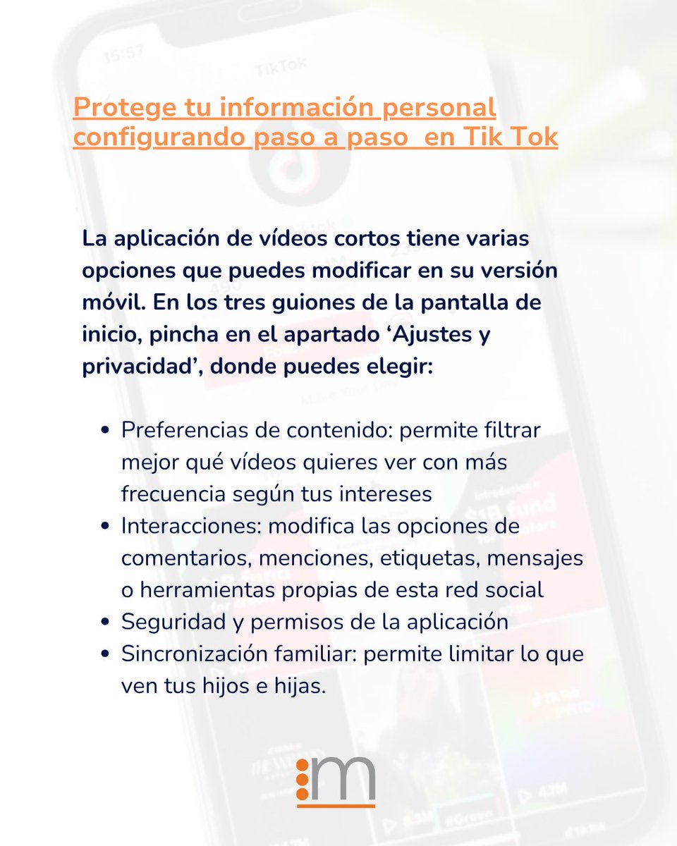 MentoraLOPD's tweet photo. La aplicación de vídeos cortos tiene varias opciones que puedes modificar en su versión móvil. En los tres guiones de la pantalla de inicio, pincha en el apartado ‘Ajustes y privacidad’, donde puedes elegir: https://t.co/YUQPb8hCpF