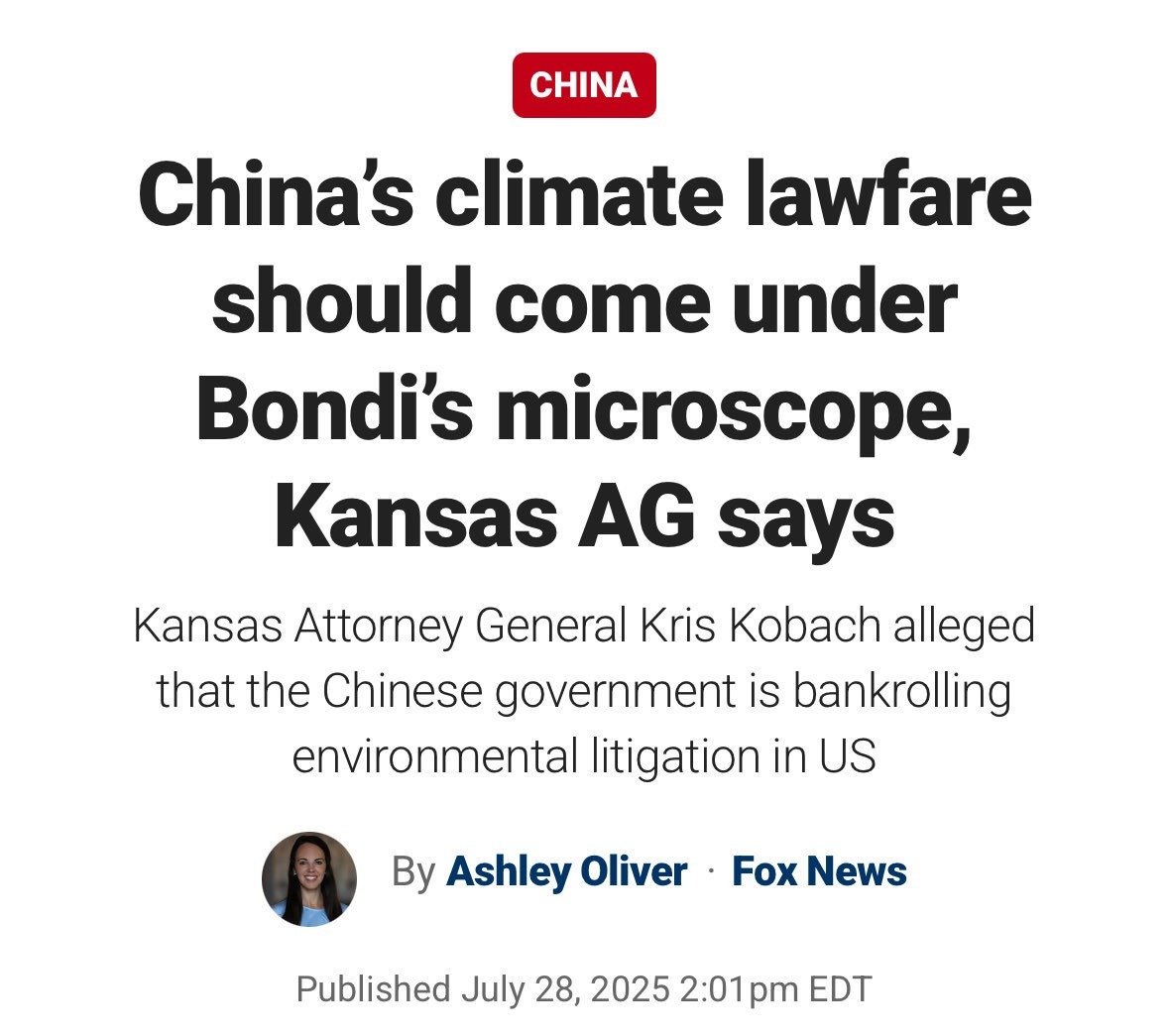 Michael Lucci (@michael7ucci) on Twitter photo 🚨Kansas AG <a href="/KrisKobach1787/">Kris W. Kobach</a> is 100% right to call for a DOJ investigation into Energy Foundation China.
EFC is a sock puppet that undermines and destroys American energy independence on behalf of Communist China. It must end.
➡️ foxnews.com/politics/china… 🚨Kansas AG <a href="/KrisKobach1787/">Kris W. Kobach</a> is 100% right to call for a DOJ investigation into Energy Foundation China.
EFC is a sock puppet that undermines and destroys American energy independence on behalf of Communist China. It must end.
➡️ foxnews.com/politics/china…