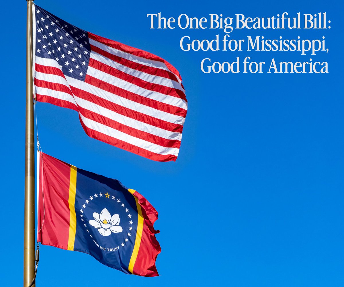 SenHydeSmith's tweet image. The One Big Beautiful Bill Act makes Mississippi and the United States safer, stronger, and more prosperous.
Head to my website to see how the One Big Beautiful Bill delivers for Mississippians: hydesmith.senate.gov/one-big-beauti…