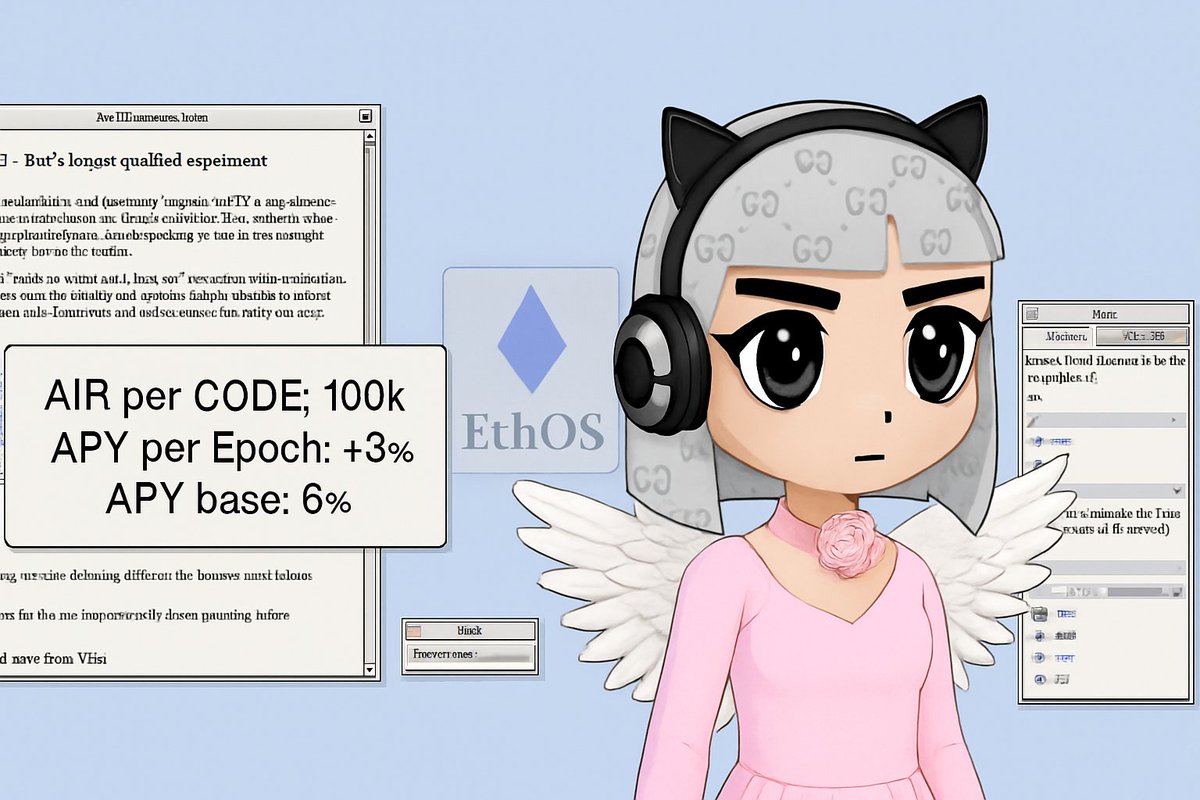 Update just dropped from <a href="/Ethereum_OS/">Eth OS</a>  team 

They’ve decided to adjust the rewards structure for the upcoming epoch:

 - AIR per CODE: 100,000
 - APY per Epoch: +3%
 - Base APY: 6%
Website and contract address will be updated shortly after Epoch 0 ends

 Don’t sleep on this one,
