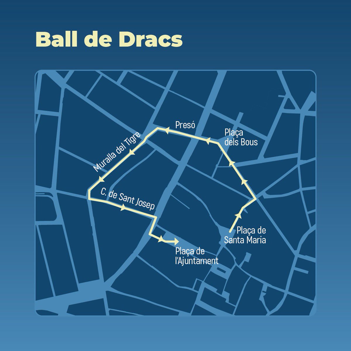 lessantesmataro's tweet image. Ha començat el #balldedracs. El @Dracdemataro i el Dragalió han convidat el Drac i el Drac Juvenil dels Monjos. Aquest és el recorregut