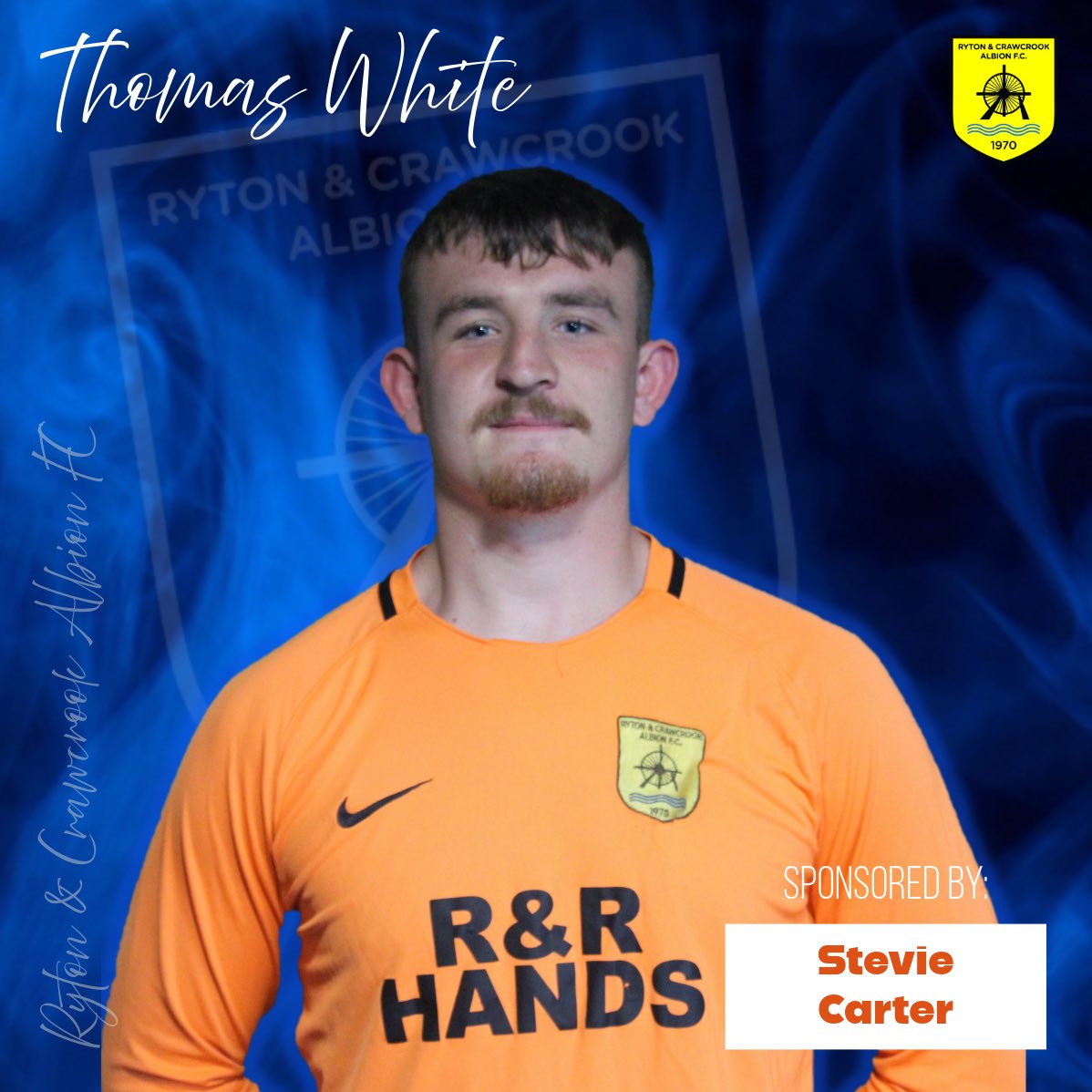 RACAFC1970's tweet image. Stevie Carter has sponsored Thomas White for the 2025/26 season!
Thank you for your support!
#RACA🔵⚫️