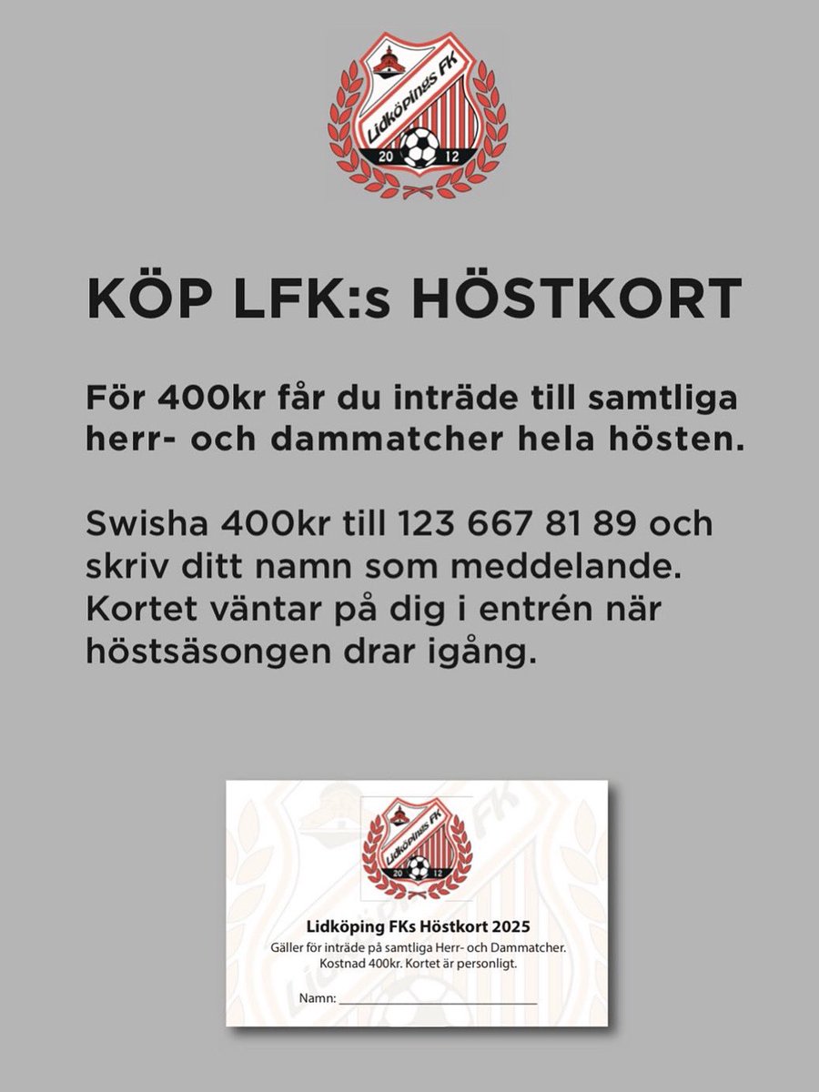 Helgen bjuder på dubbla hemmamatcher! Passa på att införskaffa Höstkortet under veckan.

#viärLFK #tillsammans

🖤❤️
