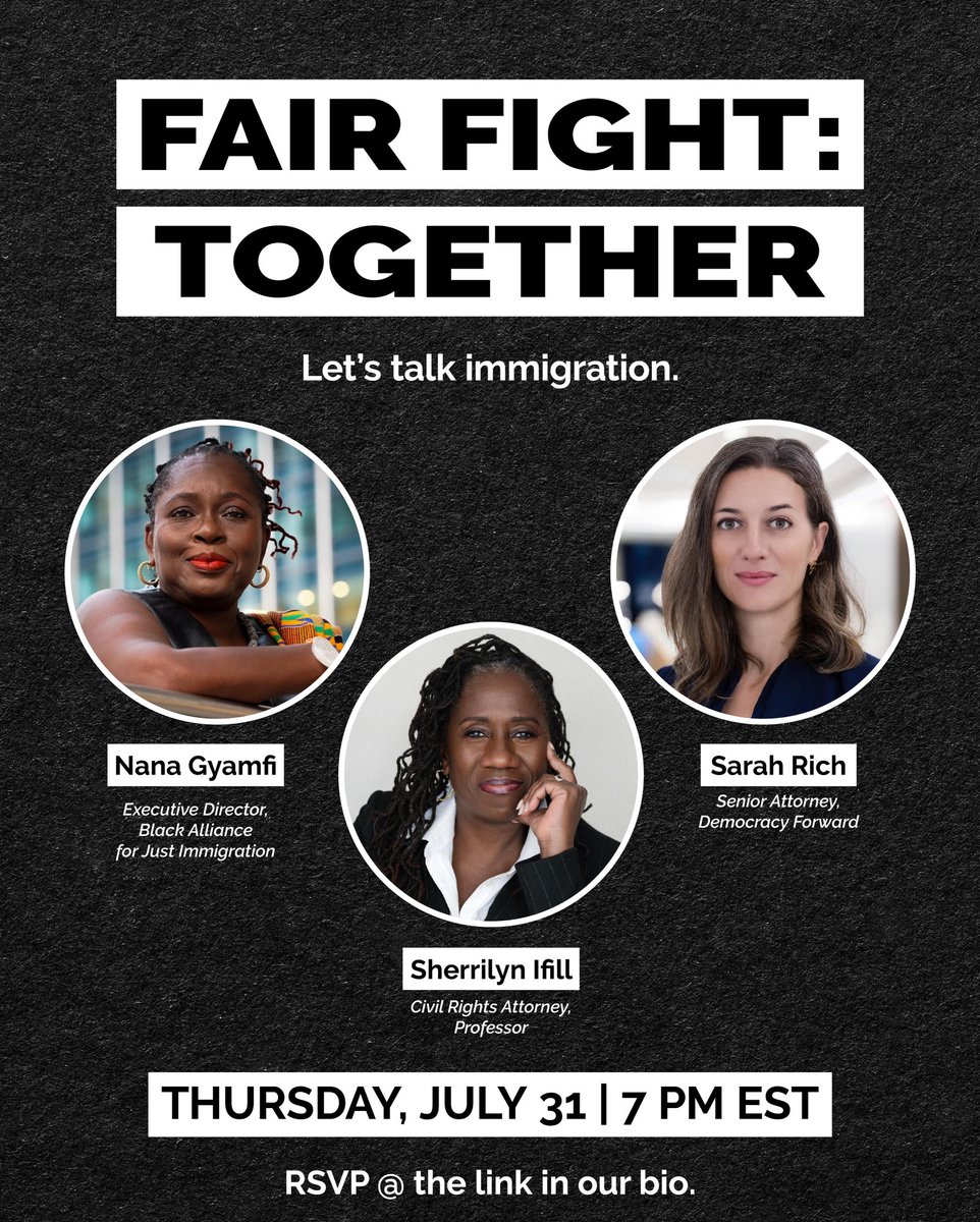 Fair Fight (@fairfightaction) on Twitter photo You’re invited to the next installment of our Fair Fight: Together virtual conversation series — this time, we’re talking immigration. 
Join us for a powerful discussion featuring leading voices in the fight for immigrant justice and civil rights! 
bit.ly/FairFightToget… You’re invited to the next installment of our Fair Fight: Together virtual conversation series — this time, we’re talking immigration. 
Join us for a powerful discussion featuring leading voices in the fight for immigrant justice and civil rights! 
bit.ly/FairFightToget…