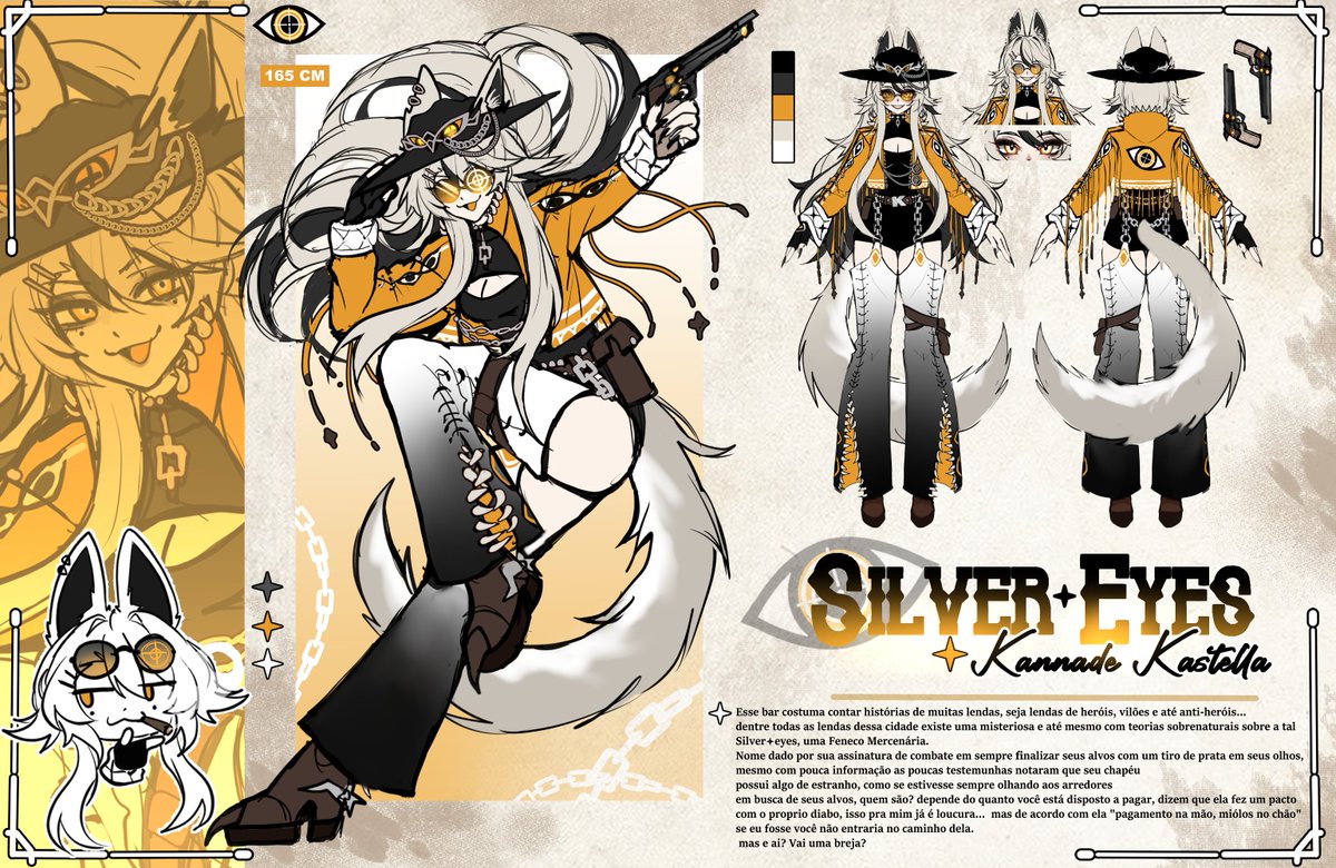 ✦ Well, well... look who decided to show up 'round these parts.
Call me Silver✦Eyes  — a fennec mercenary and a top-notch gunslinger. Pleasure's all mine!🤠
-
Comissions:
dkannade.carrd.co
Twitch:
 twitch.tv/dkannade
Youtube: youtube.com/channel/UCICTM…
