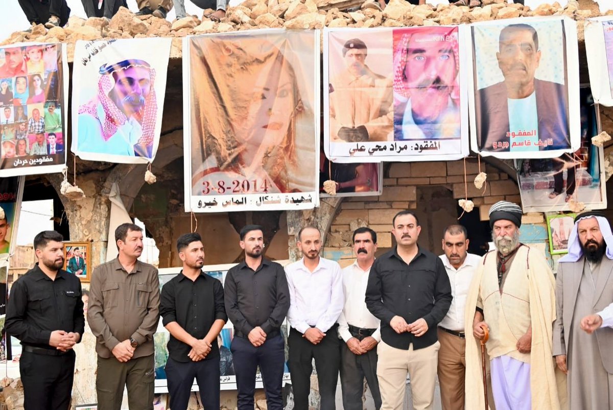 YazidiCause's tweet photo. #Yazidi_Cause_Alliance joined the 11th genocide commemoration in Sinjar, where activists filled the old market with photos of martyrs, missing, and abducted.

Memory lives on. Justice must prevail.
#YazidiGenocide #Sinjar #JusticeForVictims https://t.co/qRiFHX1cBl