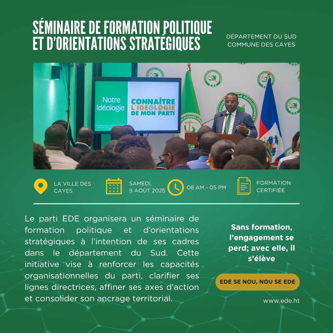 Département du Sud: Séminaire de formation politique et d’orientations Stratégiques