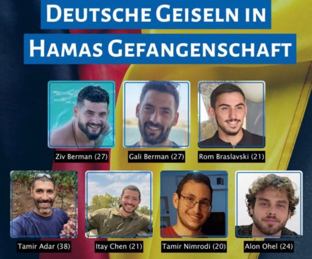 KattaTheLemur๐๏ธโก๏ธ (@kattathelemur) on Twitter photo Diese deutschen Staatsbรผrger werden bis heute (seit รผber 660 Tagen) von der #Hamas gefangen gehalten.
Der deutsche <a href="/bundeskanzler/">Bundeskanzler Friedrich Merz</a> richtet eine #Luftbrรผcke ein um die Geiselnehmer zu verkรถstigen.
Unfassbarโผ๏ธ
#BringThemHome Diese deutschen Staatsbรผrger werden bis heute (seit รผber 660 Tagen) von der #Hamas gefangen gehalten.
Der deutsche <a href="/bundeskanzler/">Bundeskanzler Friedrich Merz</a> richtet eine #Luftbrรผcke ein um die Geiselnehmer zu verkรถstigen.
Unfassbarโผ๏ธ
#BringThemHome