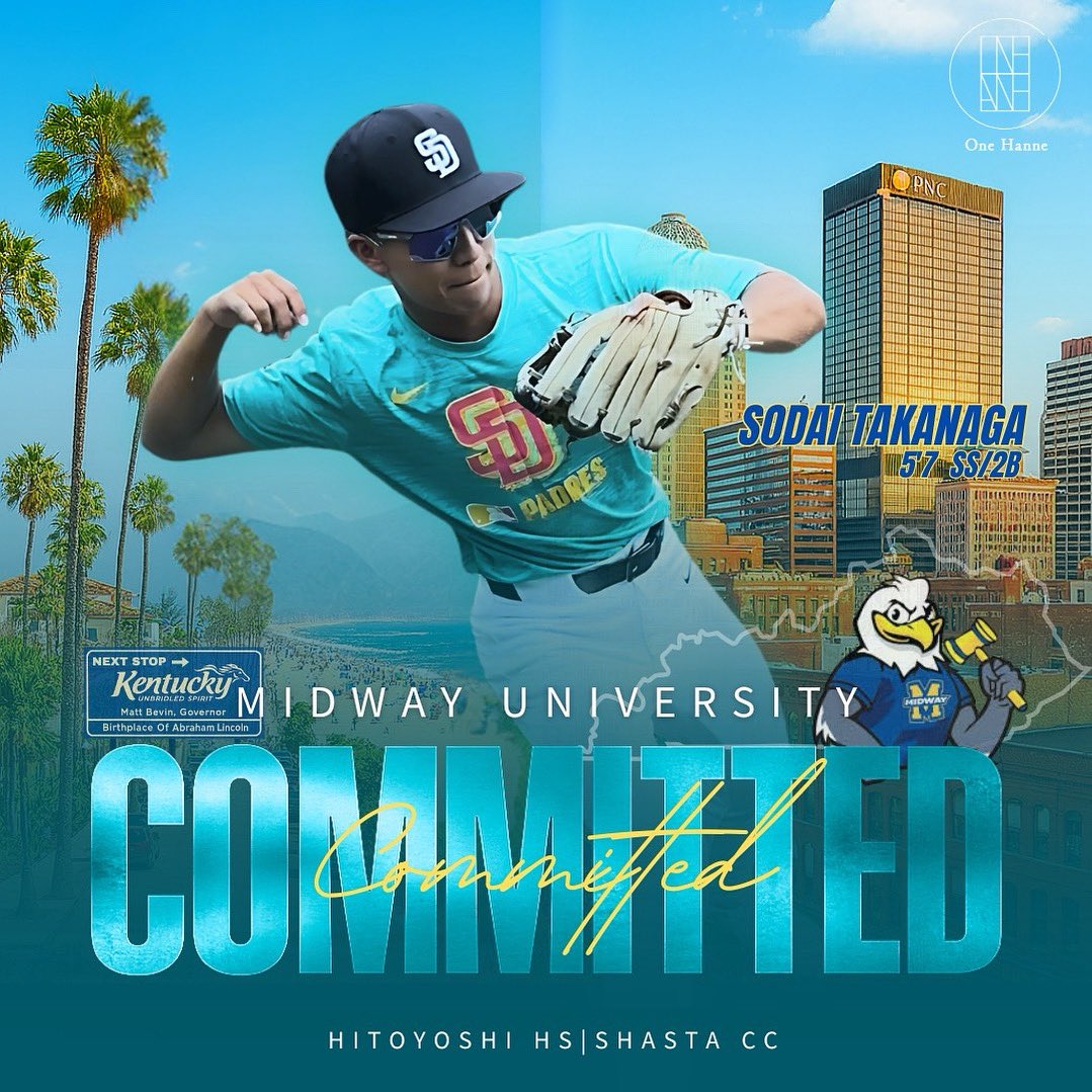 congrats <a href="/sodaitakanaga/">Sodai Takanaga / 髙永 壮大</a> 🎉

We’re excited to see him succeed at <a href="/MidwayUBaseball/">Midway University Eagles Baseball</a>🔥