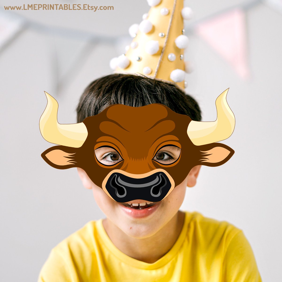 lmeprintables's tweet image. Bull Printable Mask Ox Carnival Costume DIY Brown Buffalo Yak Animal Farm Steer Cow Halloween Party Favor Birthday Paper Game Minotaur Craft etsy.me/3GOcjhw via @Etsy #bullmask #printablebullmask #costumesforkids #masksforkids #farmpartyideas #birthdayideasforkids #masks