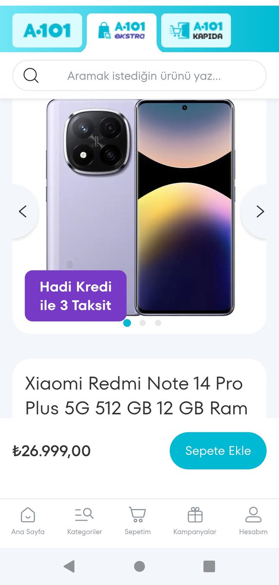 🇹🇷 H i ☾ ☆ ☾ 🇹🇷 (@1gider3gelir) on Twitter photo Redmi 14 pro plus 5g telefon almayı düşünüyorum. Hepsiburada sitesinde <a href="/XiaomiTurkiye/">Xiaomi Türkiye</a> satış fiyatınız 31.997 TL.
A101 market satış 26.999 TL.
Bu denli absürt fiyat farkı <a href="/denetlecomtr/">denetle!</a> normal mi?
<a href="/XiaomiTurkiye/">Xiaomi Türkiye</a> ürettiğiniz telefonu gidip illa marketten mi alayım?
Böyle mi olmalı!? Redmi 14 pro plus 5g telefon almayı düşünüyorum. Hepsiburada sitesinde <a href="/XiaomiTurkiye/">Xiaomi Türkiye</a> satış fiyatınız 31.997 TL.
A101 market satış 26.999 TL.
Bu denli absürt fiyat farkı <a href="/denetlecomtr/">denetle!</a> normal mi?
<a href="/XiaomiTurkiye/">Xiaomi Türkiye</a> ürettiğiniz telefonu gidip illa marketten mi alayım?
Böyle mi olmalı!?