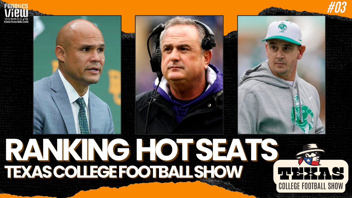 John Moore (The Recliner Nerd) (@reclinernerd) on Twitter photo 🏈NEW EPISODE 🏈
We are talking Hot Seats for Texas College Football Coaches. <a href="/TexasCollegeFBS/">TexasCollegeFBS</a> <a href="/fanaticsview/">Fanatics View</a> <a href="/SMUFB/">SMU Football</a> <a href="/MeanGreenFB/">UNT Football</a> <a href="/UTSAFTBL/">UTSA Football 🏈</a> <a href="/UTEPFB/">UTEP Football</a> <a href="/TXSTATEFOOTBALL/">Texas State Football</a> <a href="/AggieFootball/">Texas A&M Football</a> <a href="/TexasFootball/">Texas Football</a> <a href="/TexasTechFB/">Texas Tech Football</a> <a href="/BUFootball/">Baylor Football</a> <a href="/UHCougarFB/">Houston Football</a> <a href="/RiceFootball/">Rice Football</a> <a href="/TCUFootball/">TCU Football</a> <a href="/BearkatsFB/">Sam Houston Football</a> 🏈NEW EPISODE 🏈
We are talking Hot Seats for Texas College Football Coaches. <a href="/TexasCollegeFBS/">TexasCollegeFBS</a> <a href="/fanaticsview/">Fanatics View</a> <a href="/SMUFB/">SMU Football</a> <a href="/MeanGreenFB/">UNT Football</a> <a href="/UTSAFTBL/">UTSA Football 🏈</a> <a href="/UTEPFB/">UTEP Football</a> <a href="/TXSTATEFOOTBALL/">Texas State Football</a> <a href="/AggieFootball/">Texas A&M Football</a> <a href="/TexasFootball/">Texas Football</a> <a href="/TexasTechFB/">Texas Tech Football</a> <a href="/BUFootball/">Baylor Football</a> <a href="/UHCougarFB/">Houston Football</a> <a href="/RiceFootball/">Rice Football</a> <a href="/TCUFootball/">TCU Football</a> <a href="/BearkatsFB/">Sam Houston Football</a>