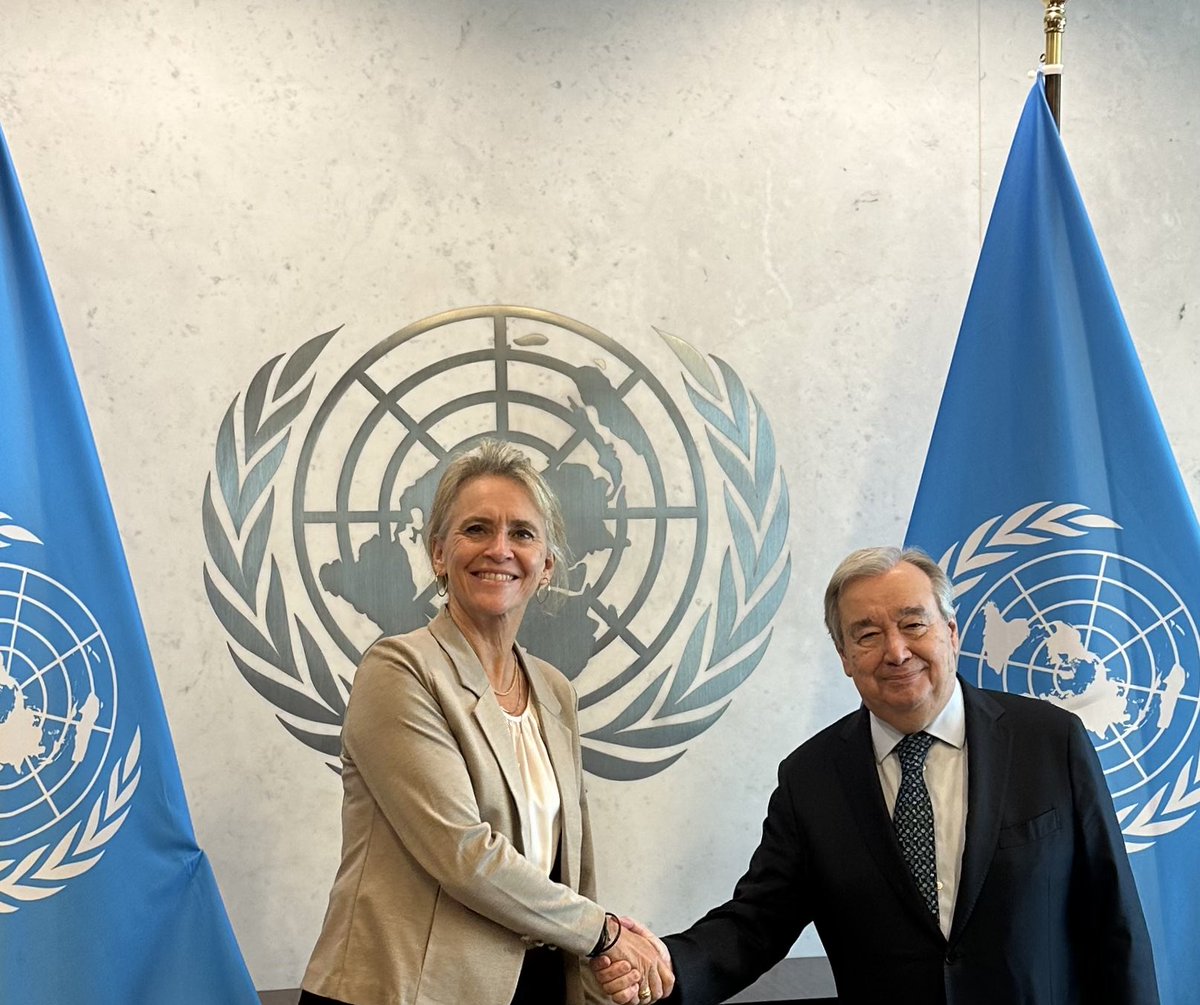 A pleasure meeting <a href="/antonioguterres/">António Guterres</a> today. We discussed 🇵🇸 🇮🇱 and paths to peace &amp; a sustainable solution in the Middle East. Continued support for 🇺🇦 also on the agenda. As the UN turns 80, 🇮🇸 reaffirms its belief in the multilateral system and UN’s role as a vital world body.