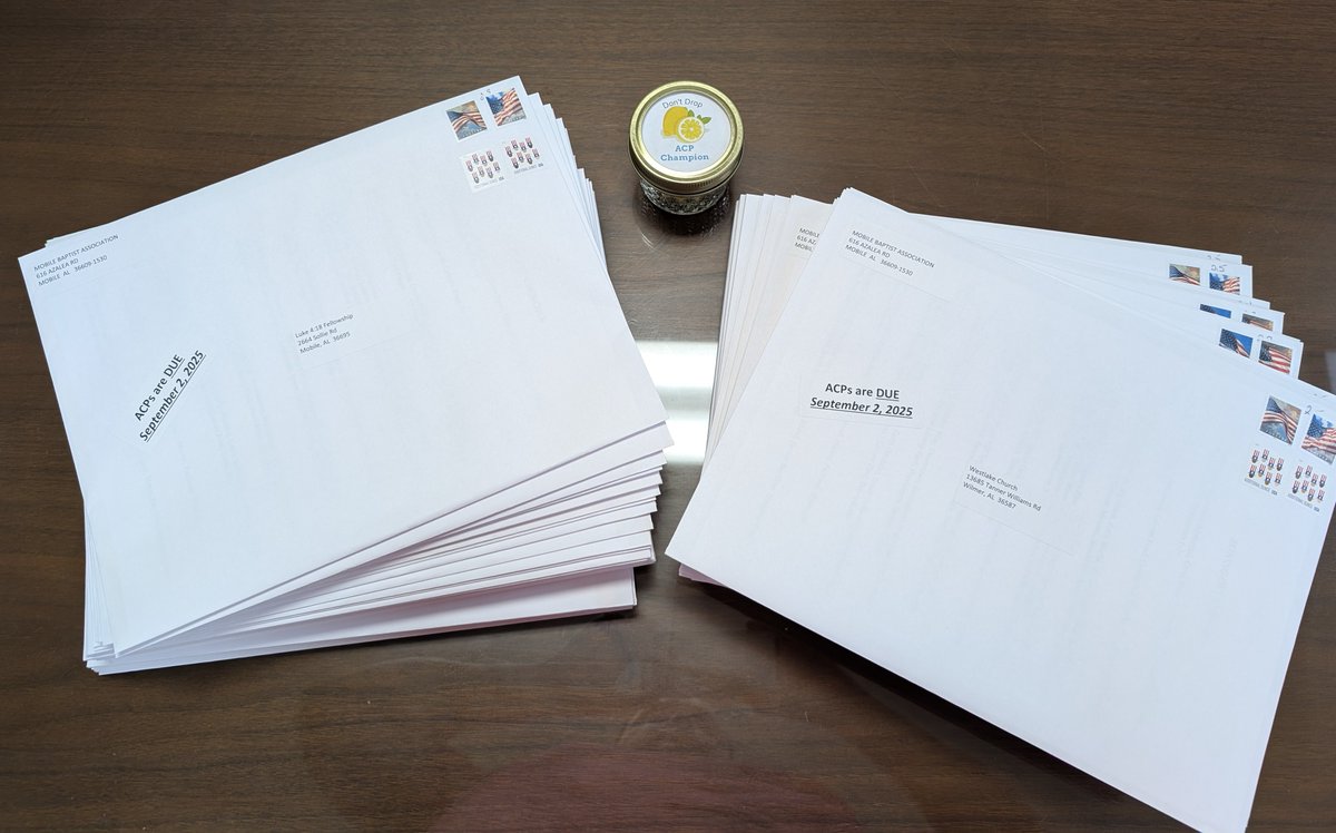 The  2025 Annual Church Profiles/Reports (ACP) are in the mail on their way to a church near you. Please complete this vital document on the Electronic Baptist Convention website, or on paper by September 2, 2025.