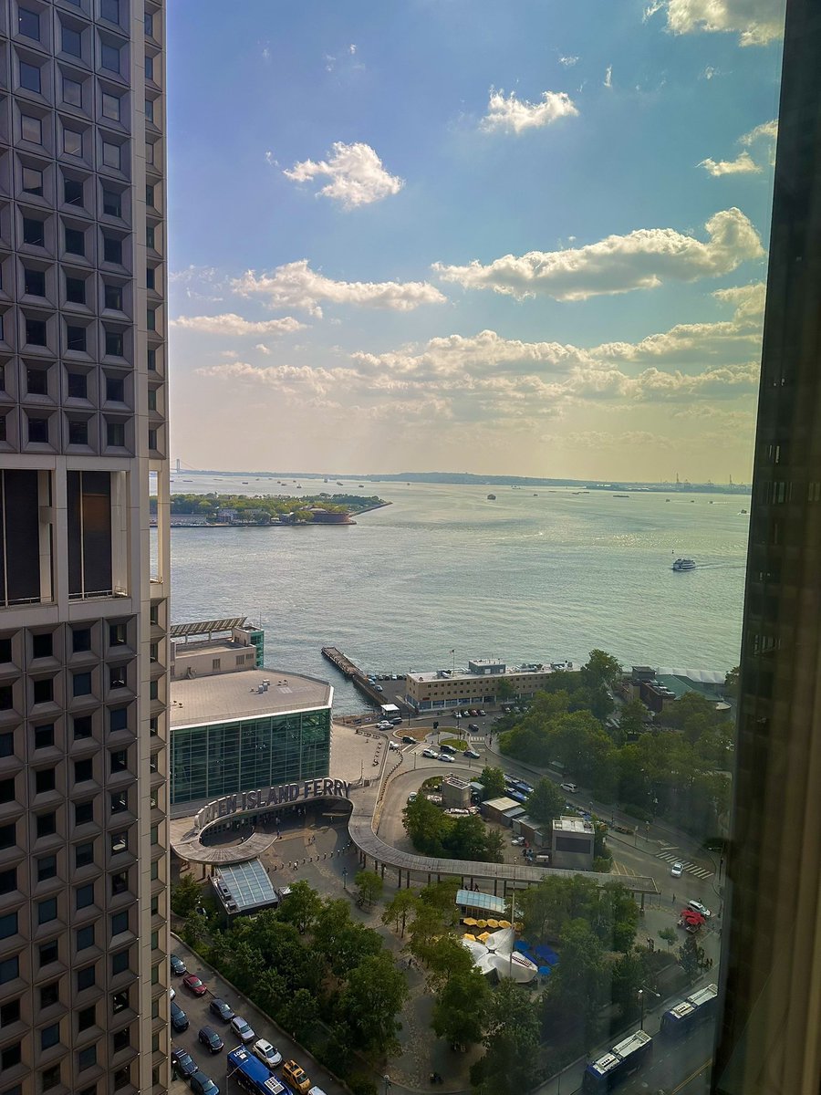 Really nice view of the Bay and Governor’s Island. Might be a good week.
