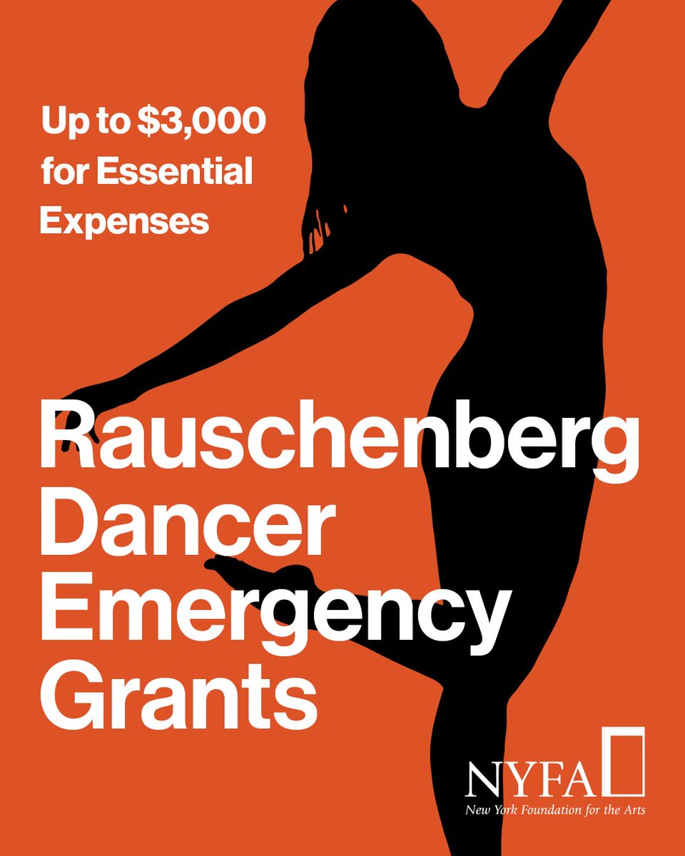 NYFA (@nyfacurrent) on Twitter photo Are you a dancer who is having trouble paying for essential expenses incl. housing, food, transportation, & health care?
You may be eligible for a grant of up to $3,000.
More on this national program, presented by NYFA & <a href="/RRauschenberg/">René Rauschenberg</a> bit.ly/3BaUhgf Are you a dancer who is having trouble paying for essential expenses incl. housing, food, transportation, & health care?
You may be eligible for a grant of up to $3,000.
More on this national program, presented by NYFA & <a href="/RRauschenberg/">René Rauschenberg</a> bit.ly/3BaUhgf